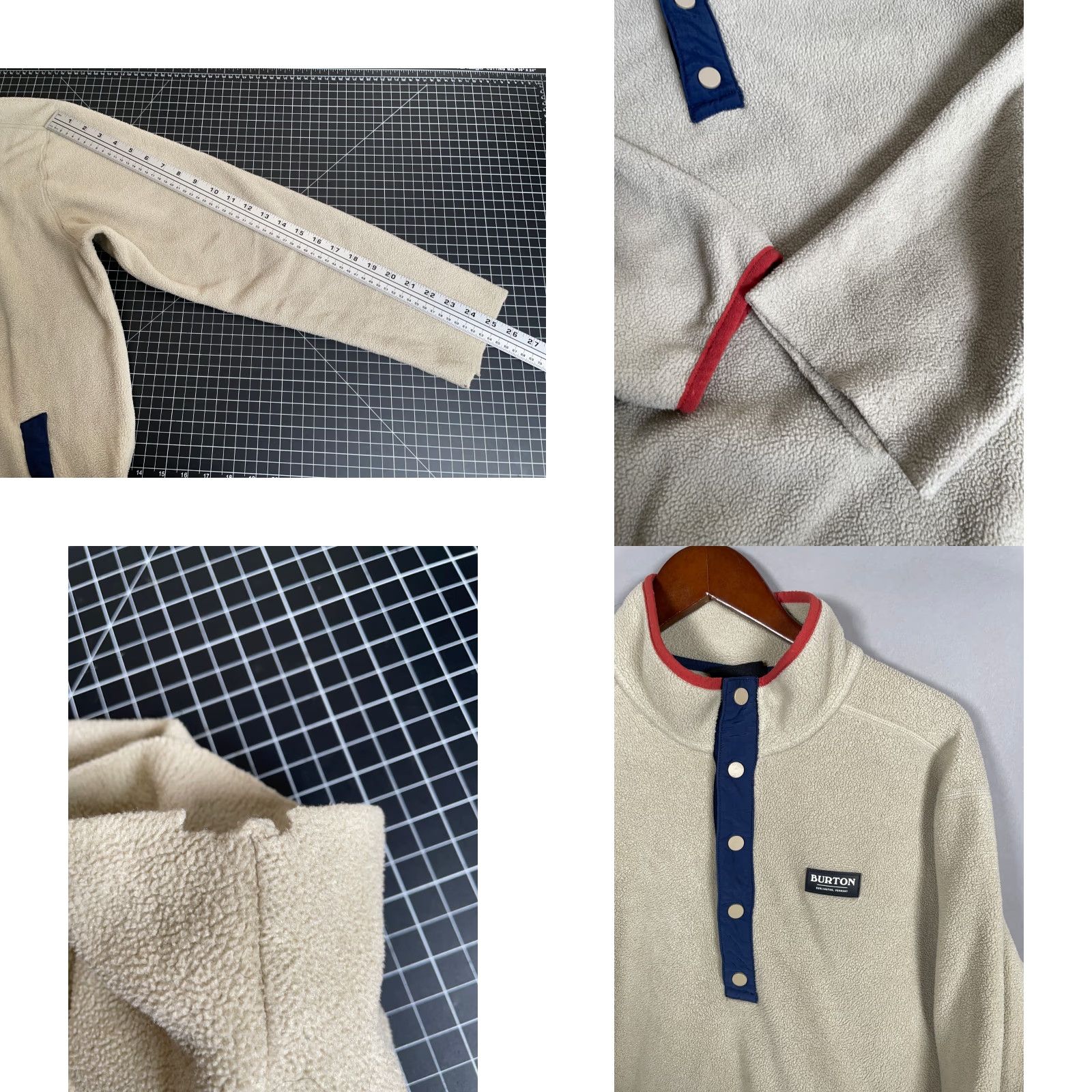 Burton Burton Polartec Snap T Fleece Pullover Adult Large Beige Dark Blue (with flaw) Size US L / EU 52-54 / 3 - 8 Thumbnail