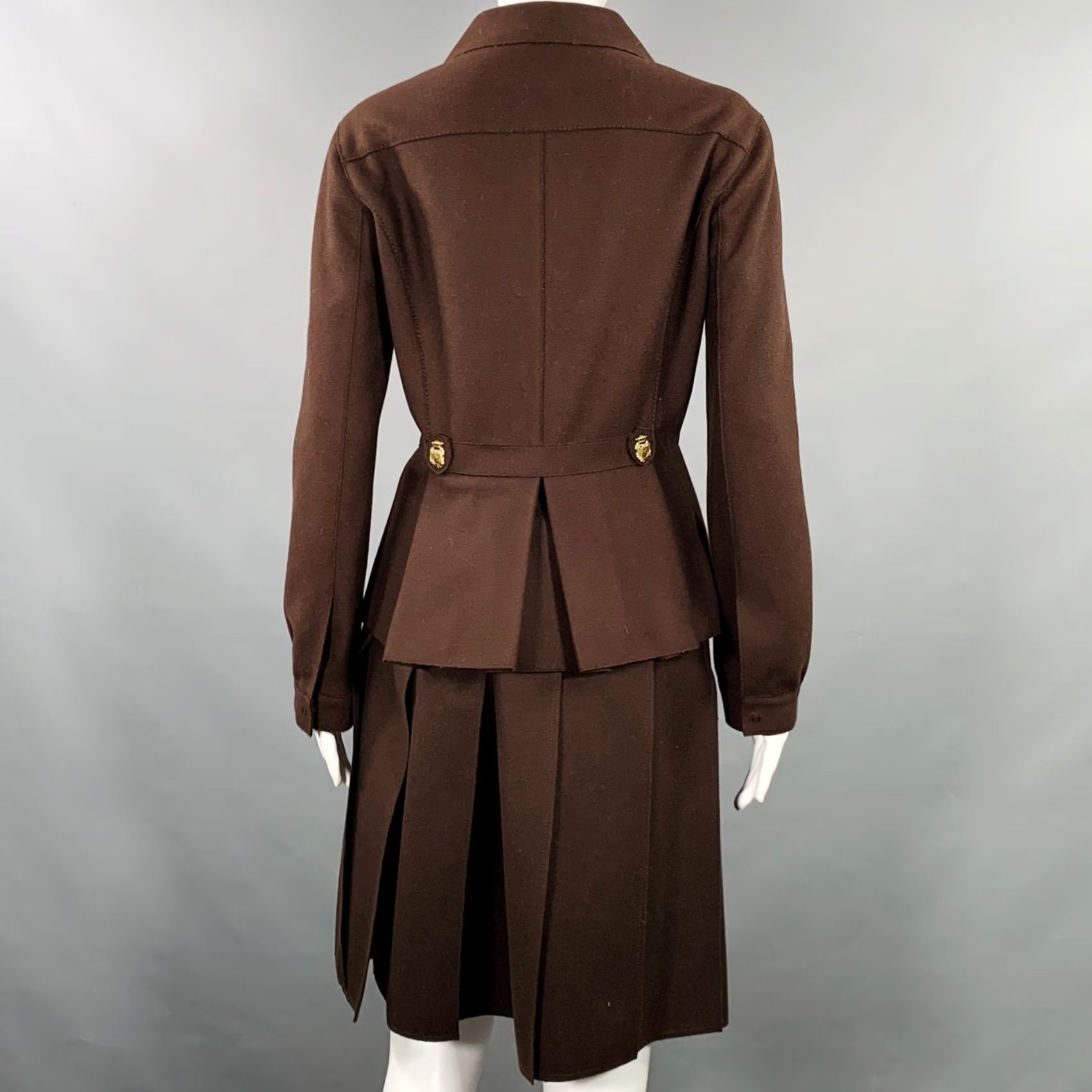 Miu Miu MIU MIU Brown Wool Nylon Pleated Skirt Suit, Size 8, Womens, IT 44, Outfits/Set, Italy, Adult, Skirt Suit Size 30" / US 8 / IT 44 - 4 Thumbnail