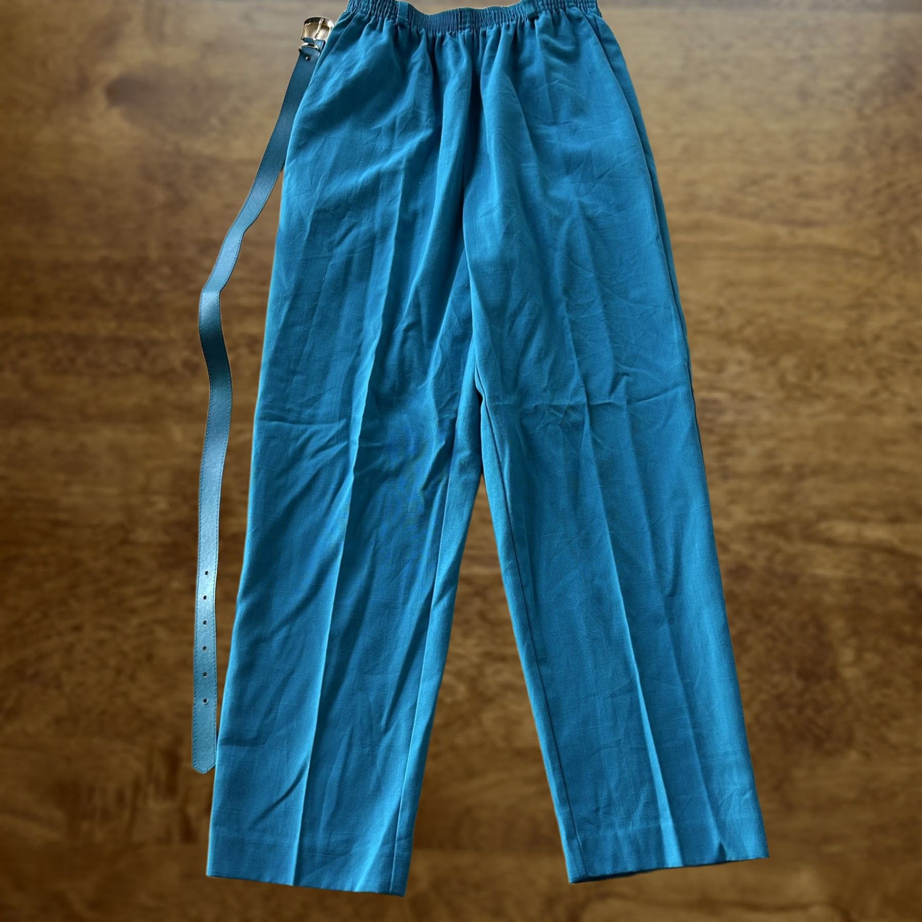 Vintage VINTAGE Alfred Dunner Pants Womens 10P Blue Twill Elastic Waist Belted USA Size 32" / US 10 / IT 46 - 1 Thumbnail