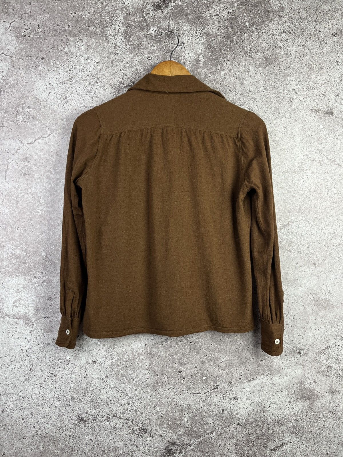 Yves Saint Laurent Vintage YSL Wool Shirt Brown Logo Italy Tricots Designer Size M / US 6-8 / IT 42-44 - 4 Thumbnail