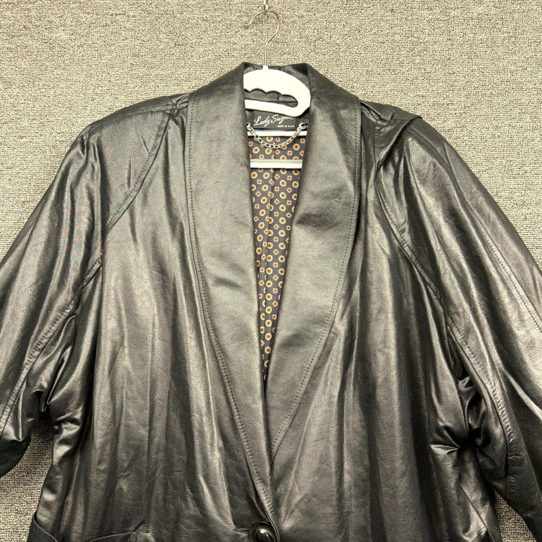 Vintage VINTAGE Lady Suzette Jacket Womens L Black Faux Leather Lined 80s Size L / US 10 / IT 46 - 3 Thumbnail