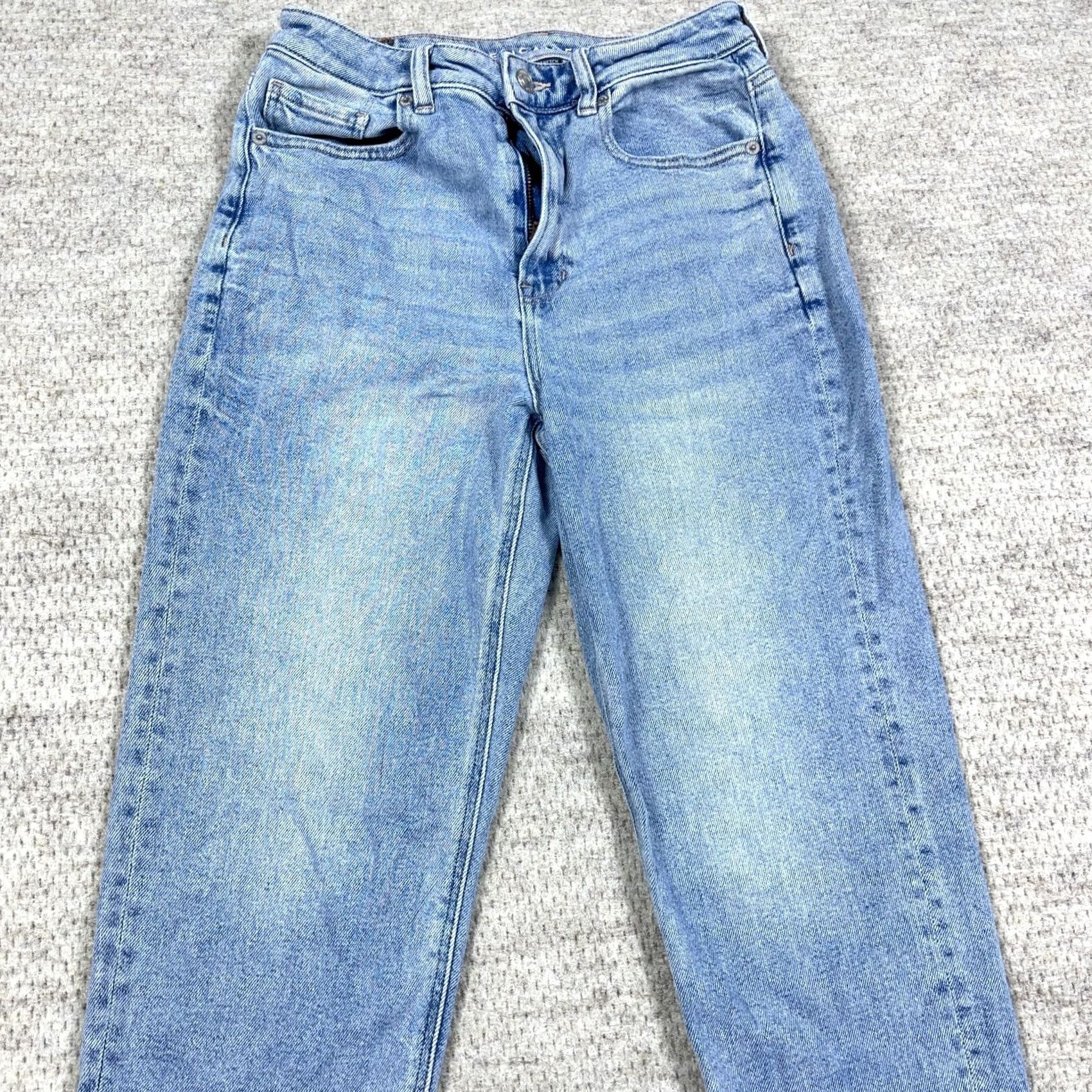 American Eagle Outfitters American Eagle Outfitters Jeans Women 4 Short High Rise Blue 25x25 Mom Denim Distressed 5-Pocket Leather Logo N/A Size 27" / US 4 / IT 40 - 3 Thumbnail