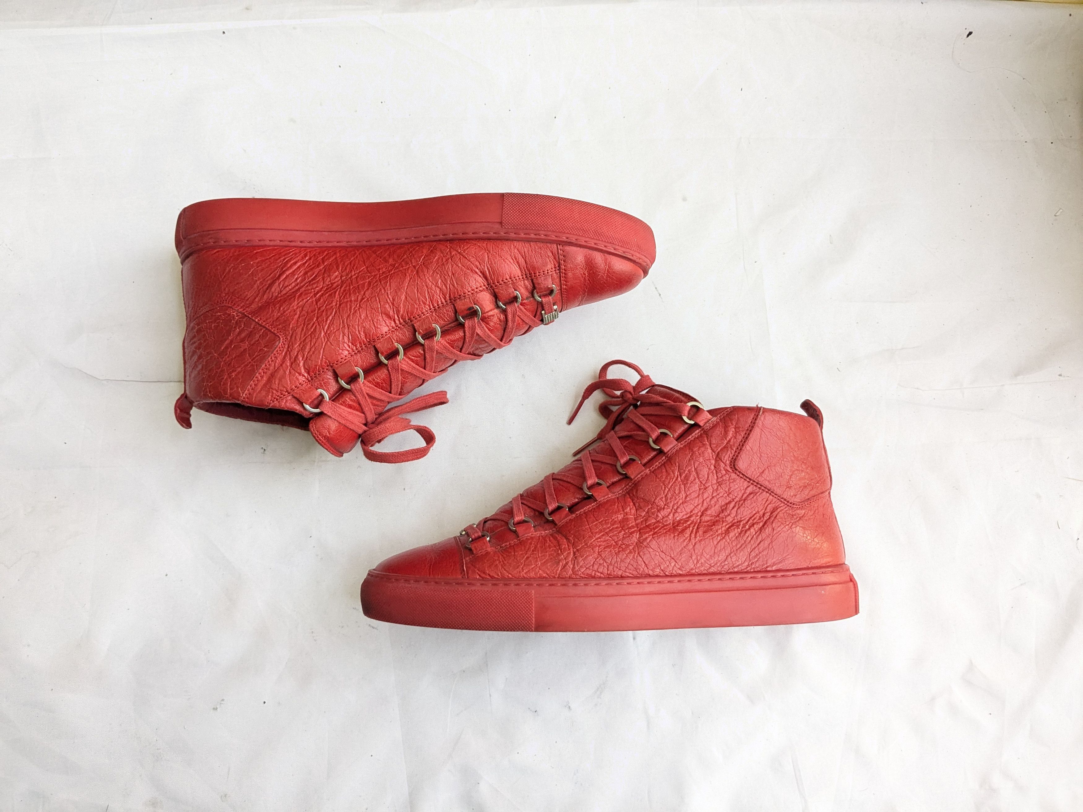 Balenciaga Balenciaga Arena Red 11 Leather High Tops Lace Up Size US 11 / EU 44 - 1 Thumbnail