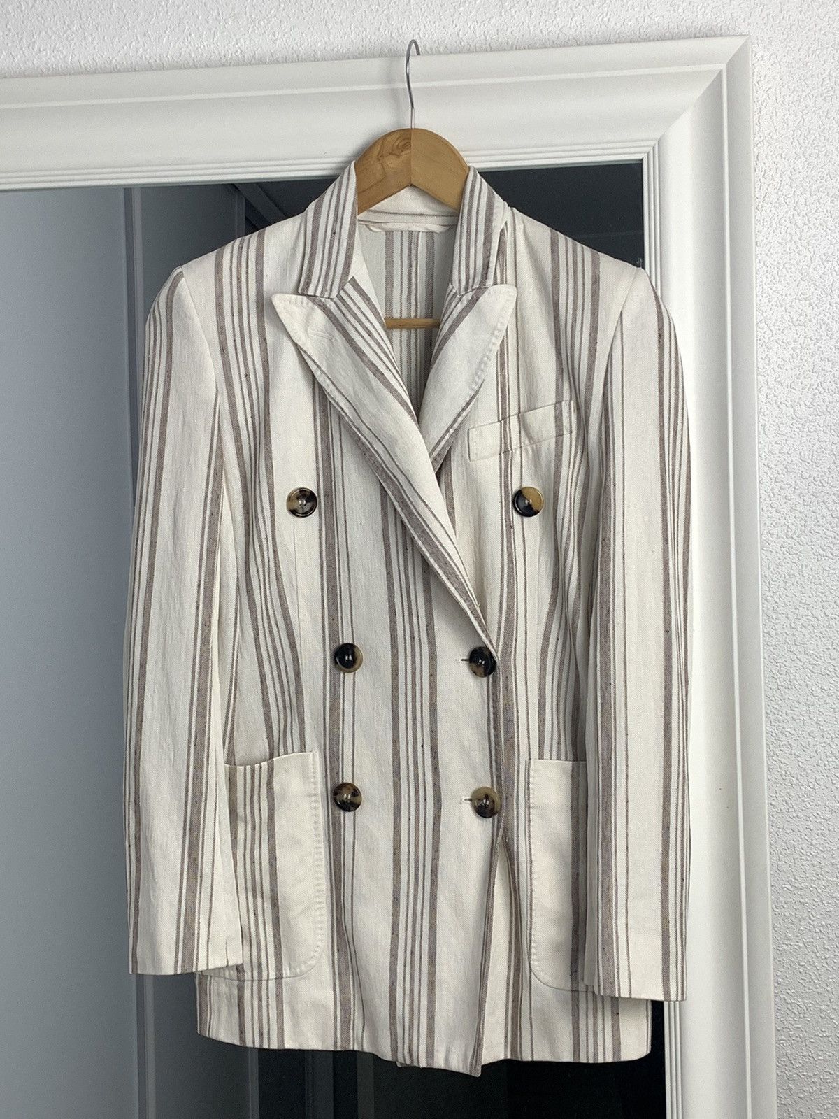 Max Mara Max Mara Blazer Linen Jacket Max Mara Striped Blazer Size:6 Size M / US 6-8 / IT 42-44 - 2 Thumbnail