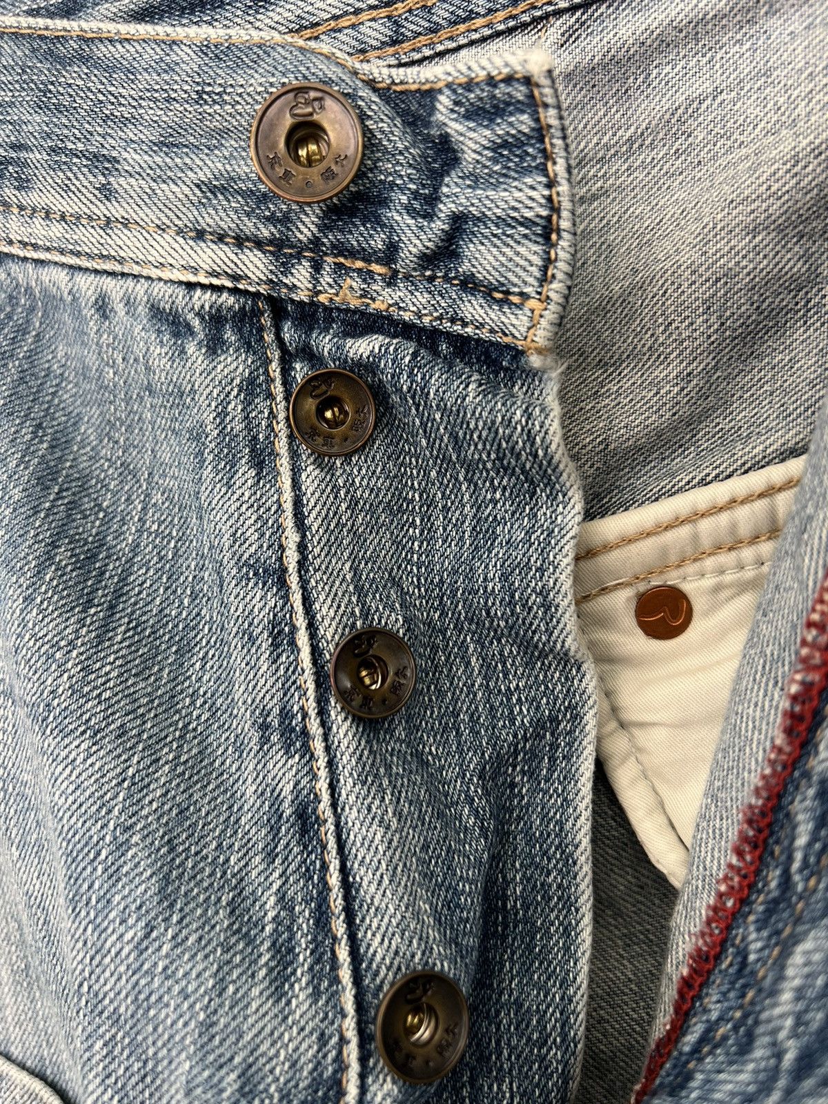 Evisu Vintage Evisu Distressed Fade Denim Double Knee Jeans Size US 31 - 8 Thumbnail