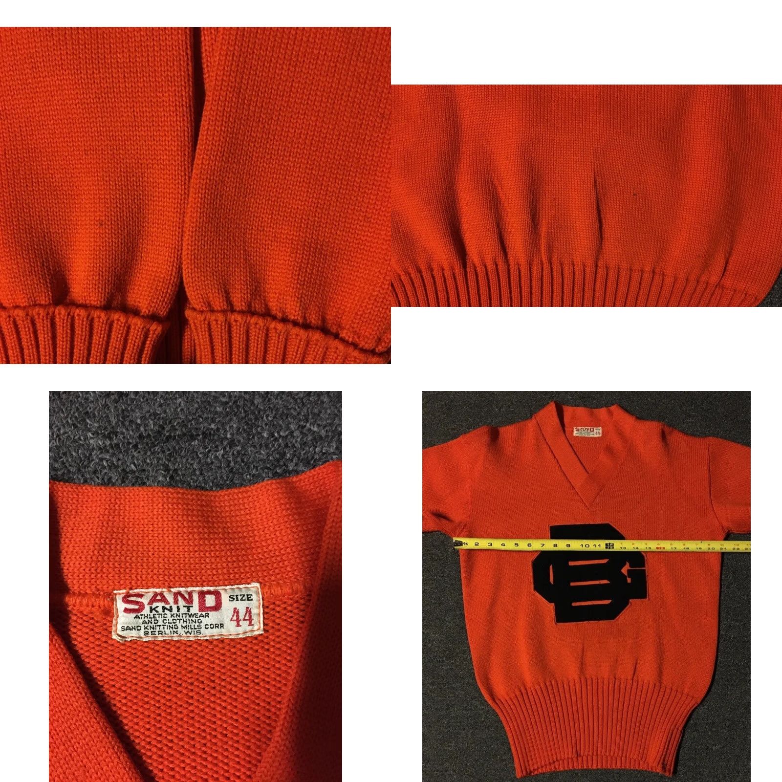 Vintage VINTAGE Sand Knit Bowling Green University Wool Varsity Letterman Sweater 44 Size US M / EU 48-50 / 2 - 8 Thumbnail