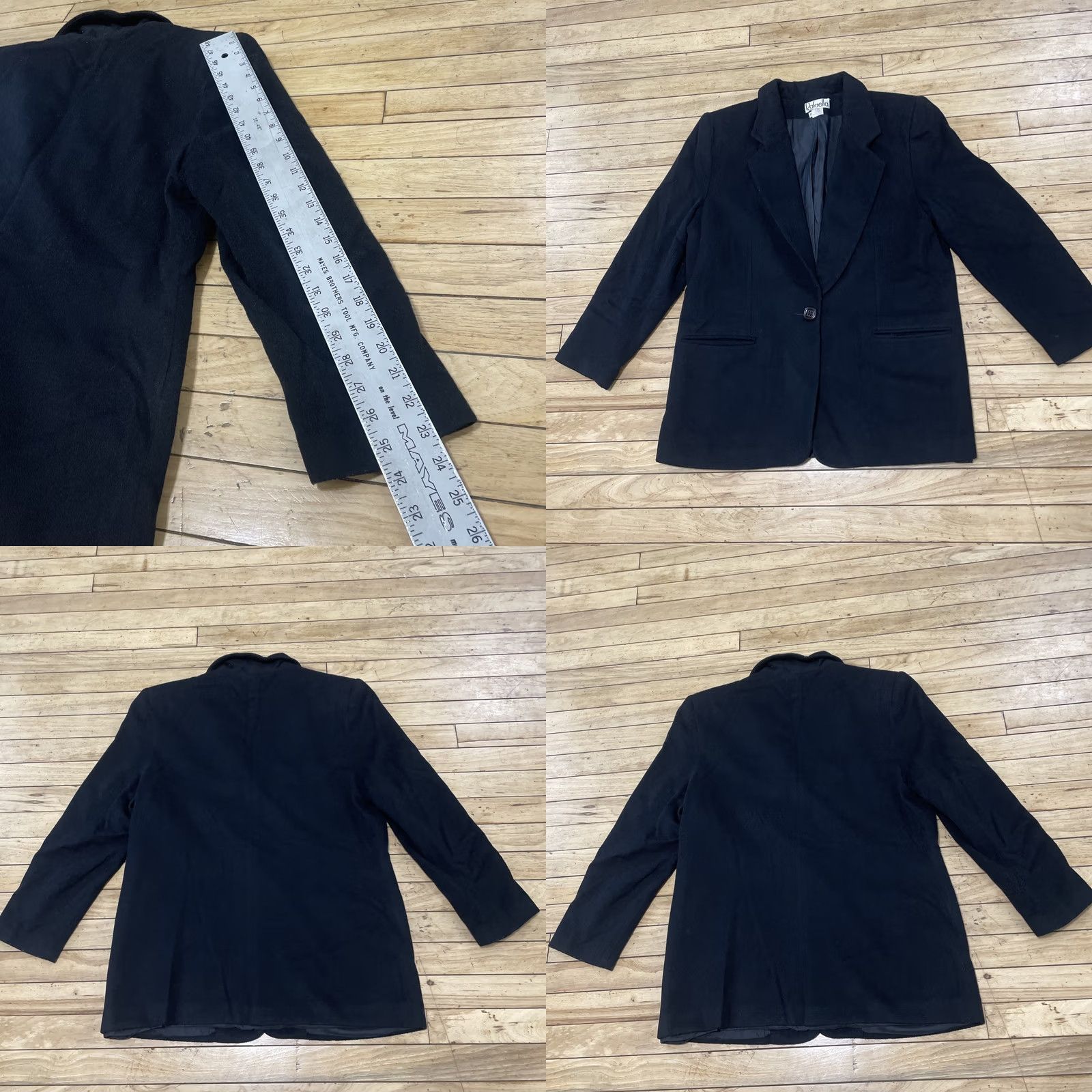 Vintage VINTAGE Rafaella Wool Cashmere Jacket Women 12 Black 90s Blazer Coat Minimal Lined Buttoned Wool Blend Jacket Size XL / US 12-14 / IT 48-50 - 9 Thumbnail