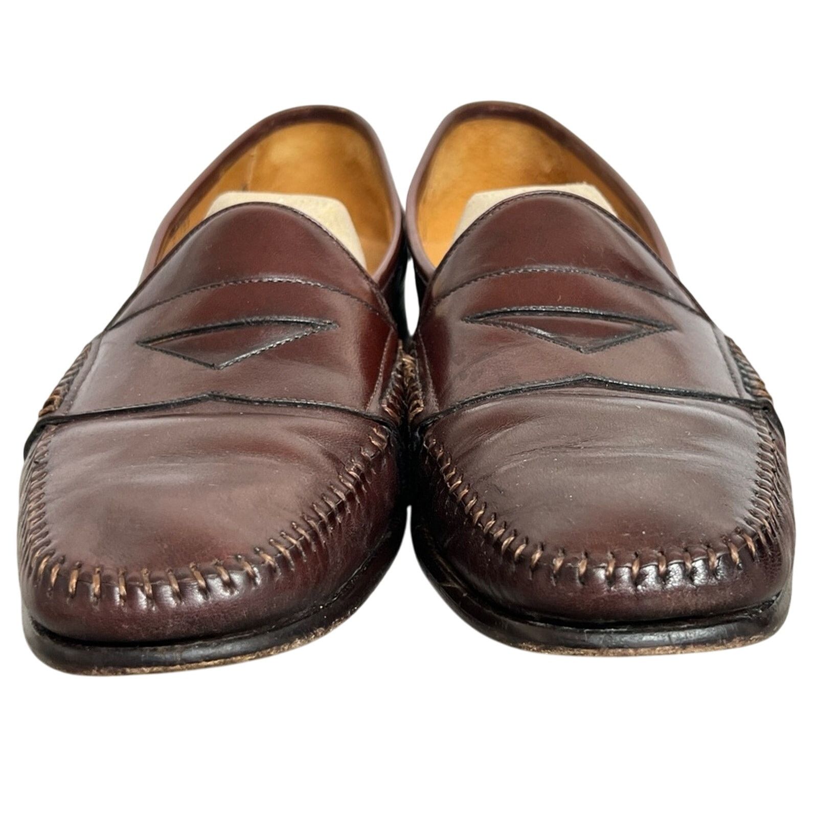 Magnanni Magnanni Leather Stitched Cognac Loafers Shoes Size 10 M Size US 10 / EU 43 - 4 Thumbnail