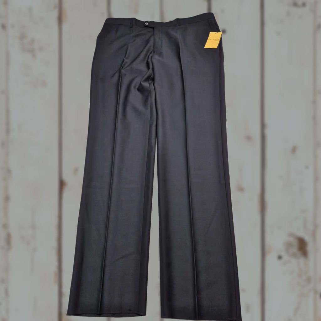 Vintage Galante Pants Mens 44x36 Black Wool Flat Front Straight Unhemmed NWT Dress Size US 44 / EU 60 - 1 Thumbnail