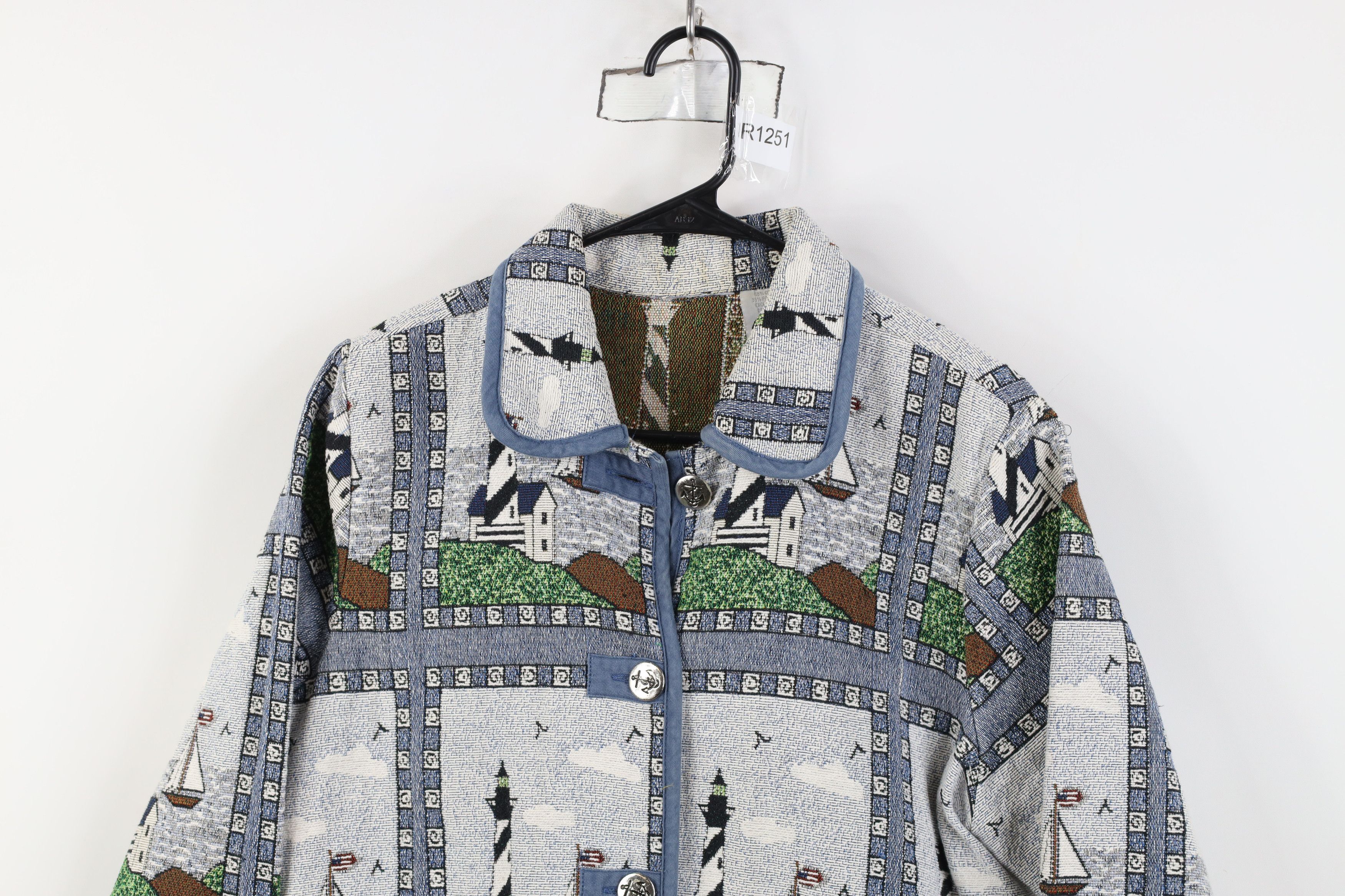 Vintage Vintage 90s Streetwear Lighthouse Needlepoint Jacket Size M / US 6-8 / IT 42-44 - 2 Thumbnail