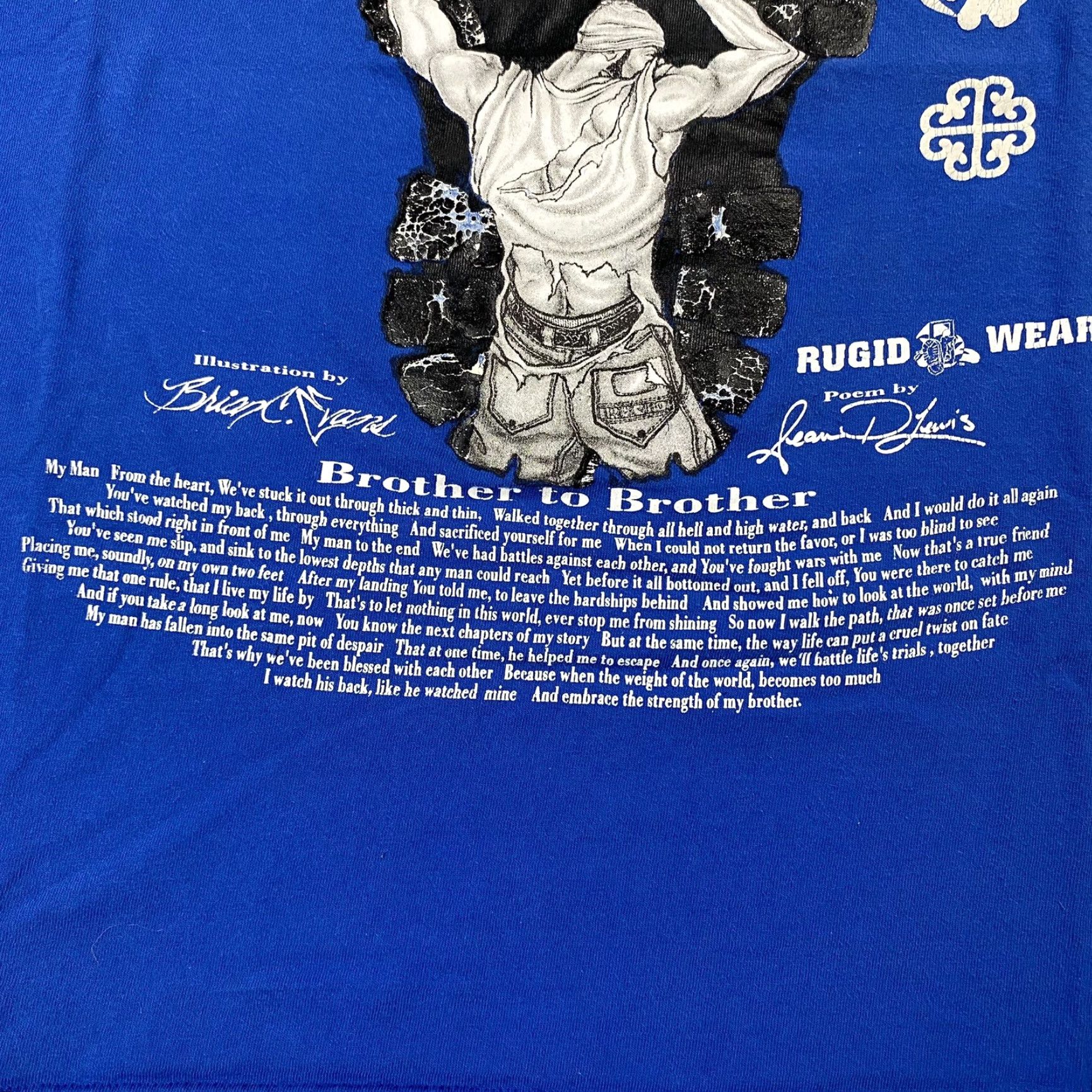 Vintage Vintage Rugid Wear 90s Thug Brother Poem Graphic T-Shirt Men 2XL Blue Hip Hop Streetwear Size US XXL / EU 58 / 5 - 3 Thumbnail