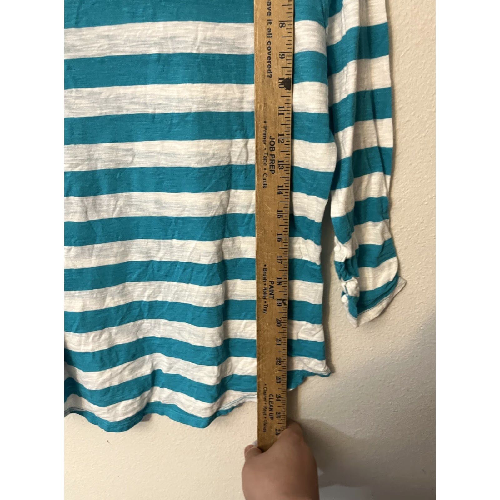 Vintage New York & Company Womens Large Top Blue White Stripe 3/4 Sleeve Size L / US 10 / IT 46 - 4 Thumbnail