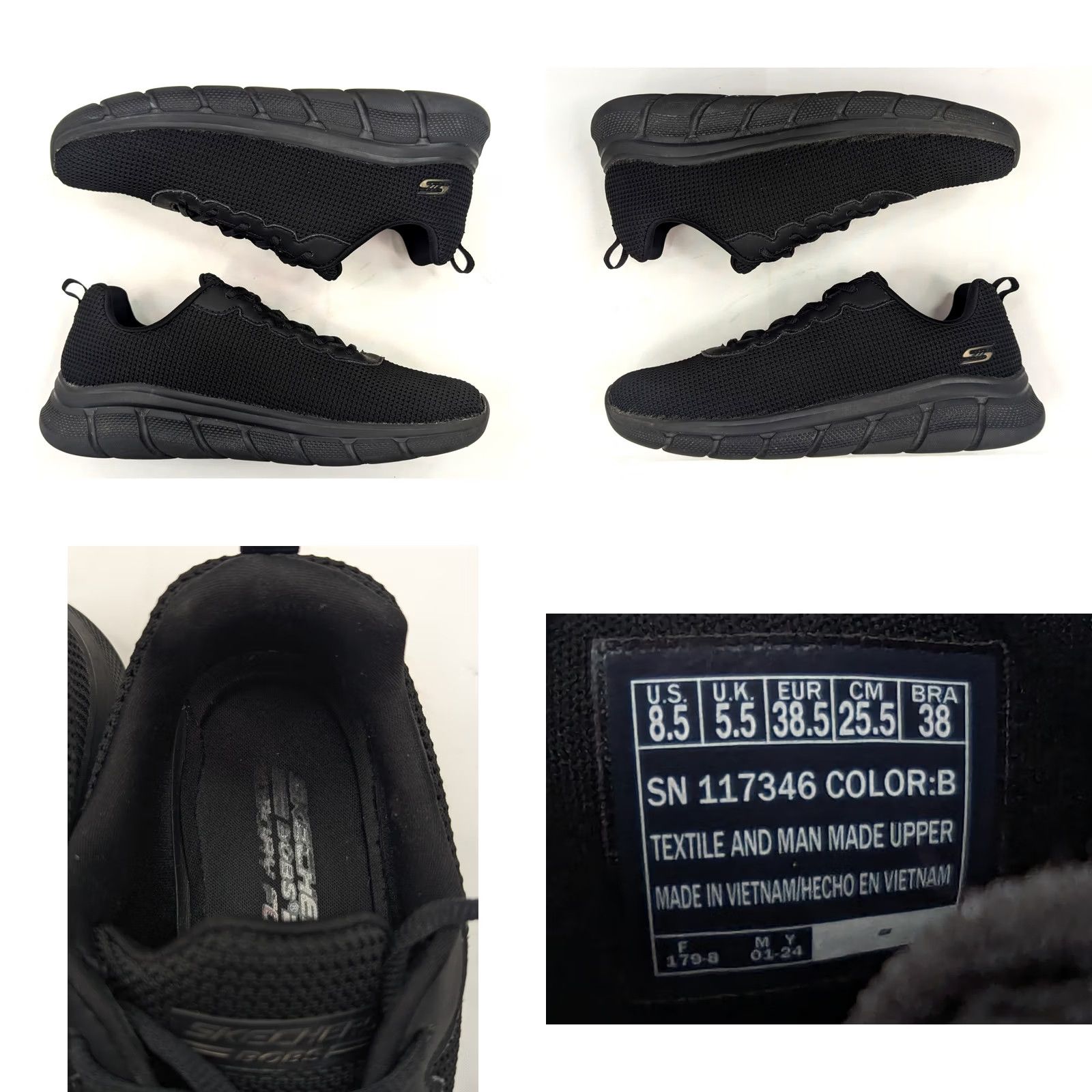 SKECHERS SKECHERS BOBS Sport B Flex Visionary Essence Black Women 8.5 Vegan Knit Running Athletic Logo Sneakers Shoes Size US 9 / IT 39 - 8 Thumbnail
