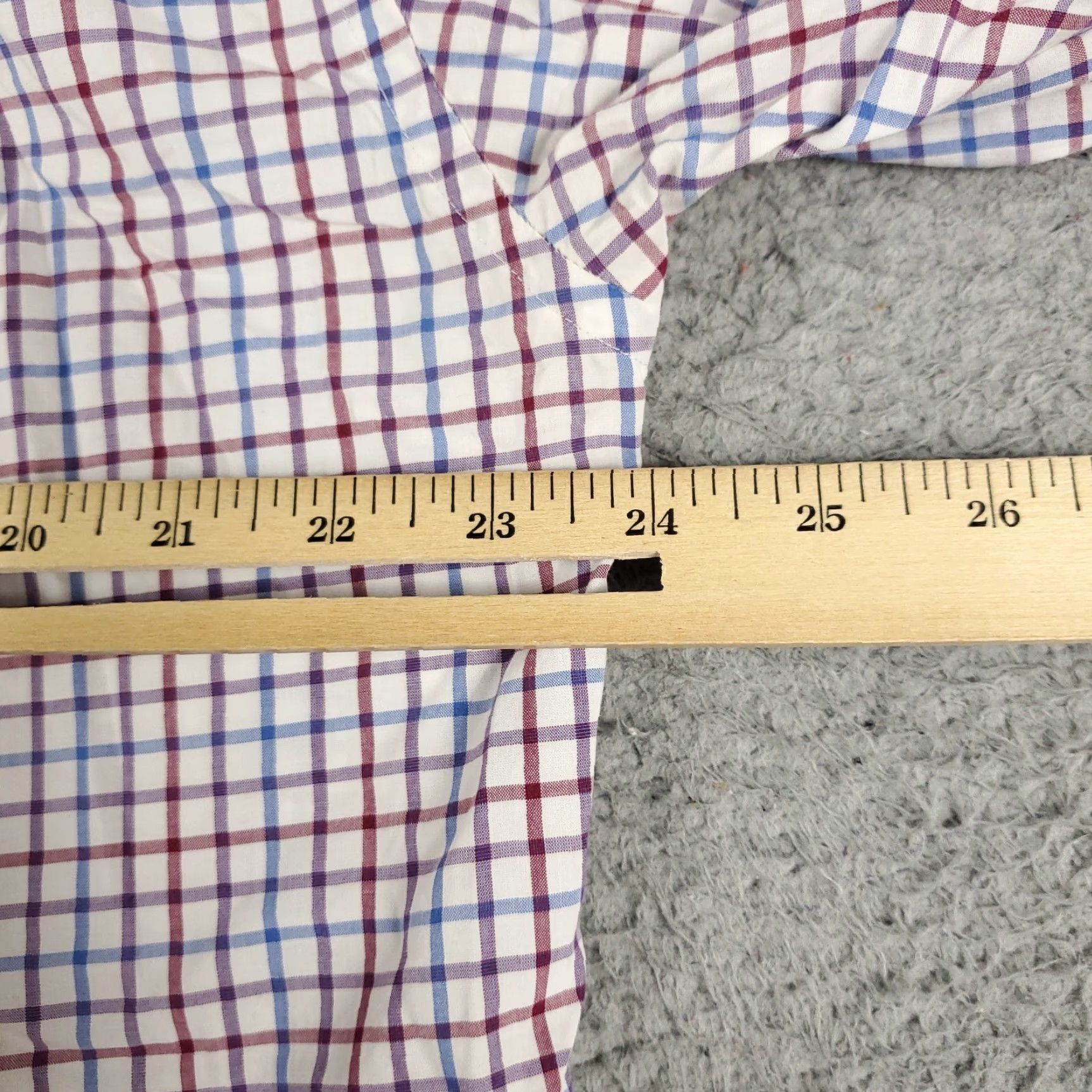 Tommy Hilfiger Tommy Hilfiger Dress Shirt Men's 16.5 Long Sleeve Blue Red Check Button-Up Size 42R - 5 Thumbnail