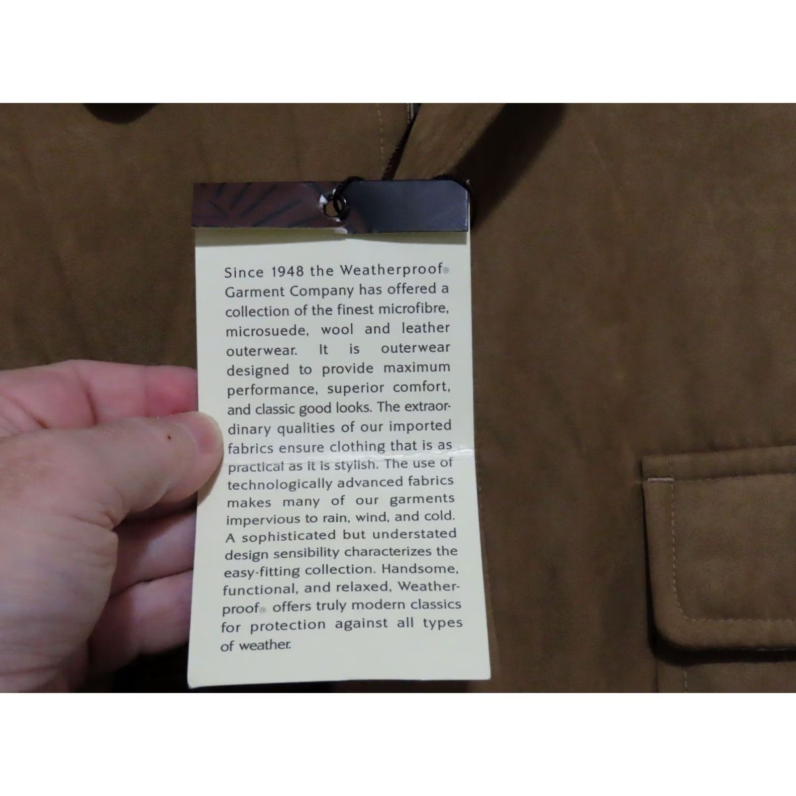 Weatherproof Weatherproof Men's XL Full Zip Belted Faux Suede Brown Jacket Shirt/Bomber Jacket/Softshell Mid-Length Zipper Pockets Classic Fit Size US XL / EU 56 / 4 - 5 Thumbnail