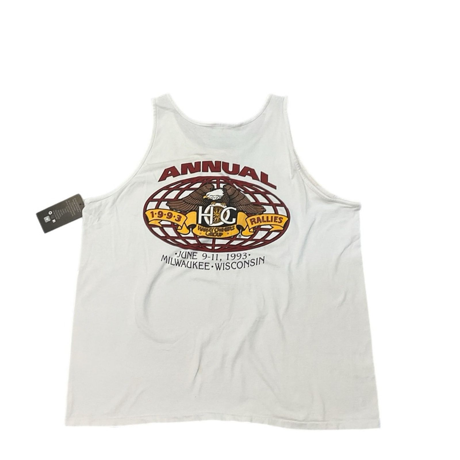 Vintage Harley 1993 10th Anniversary White Tank Top Size US XXL / EU 58 / 5 - 1 Thumbnail