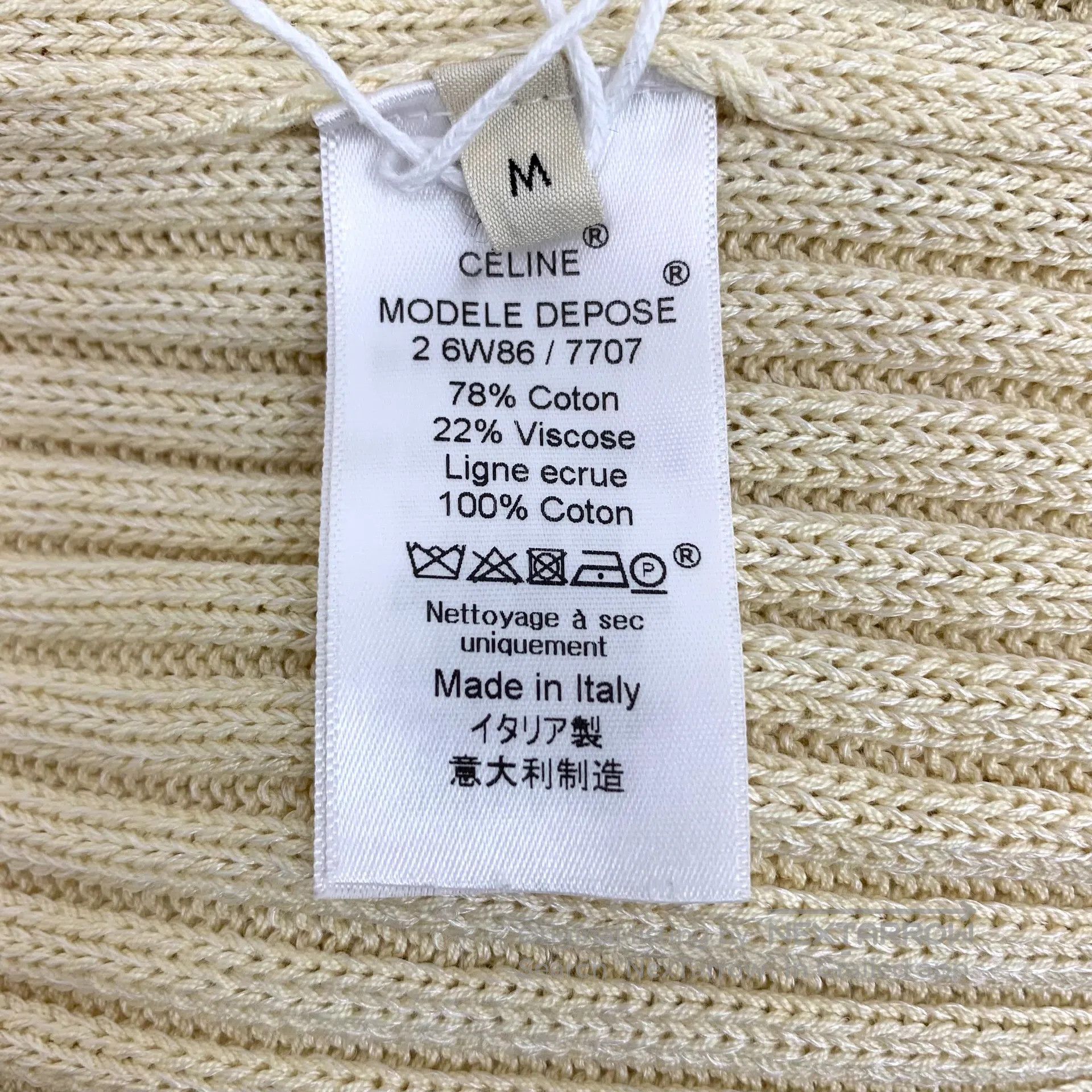 Celine CELINE Pale Yellow Cotton V-Neck Long Sleeve Knit Dress| Size M / US 6-8 / IT 42-44 - 7 Thumbnail