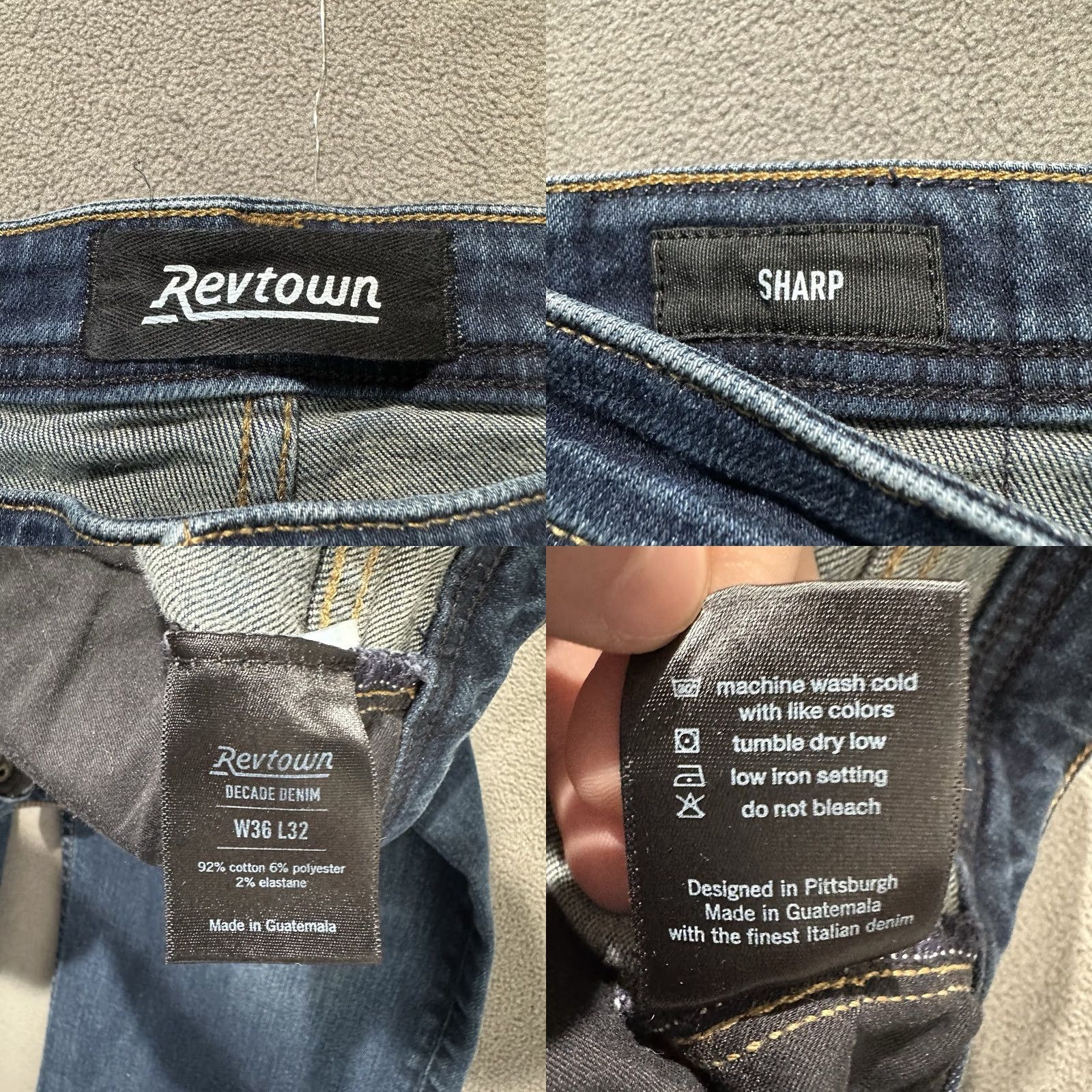 Denime Revtown Jeans 36x32 Blue Medium Wash Regular Fit 5-Pocket Denim Straight Men's JeansMens Size US 36 / EU 52 - 8 Thumbnail