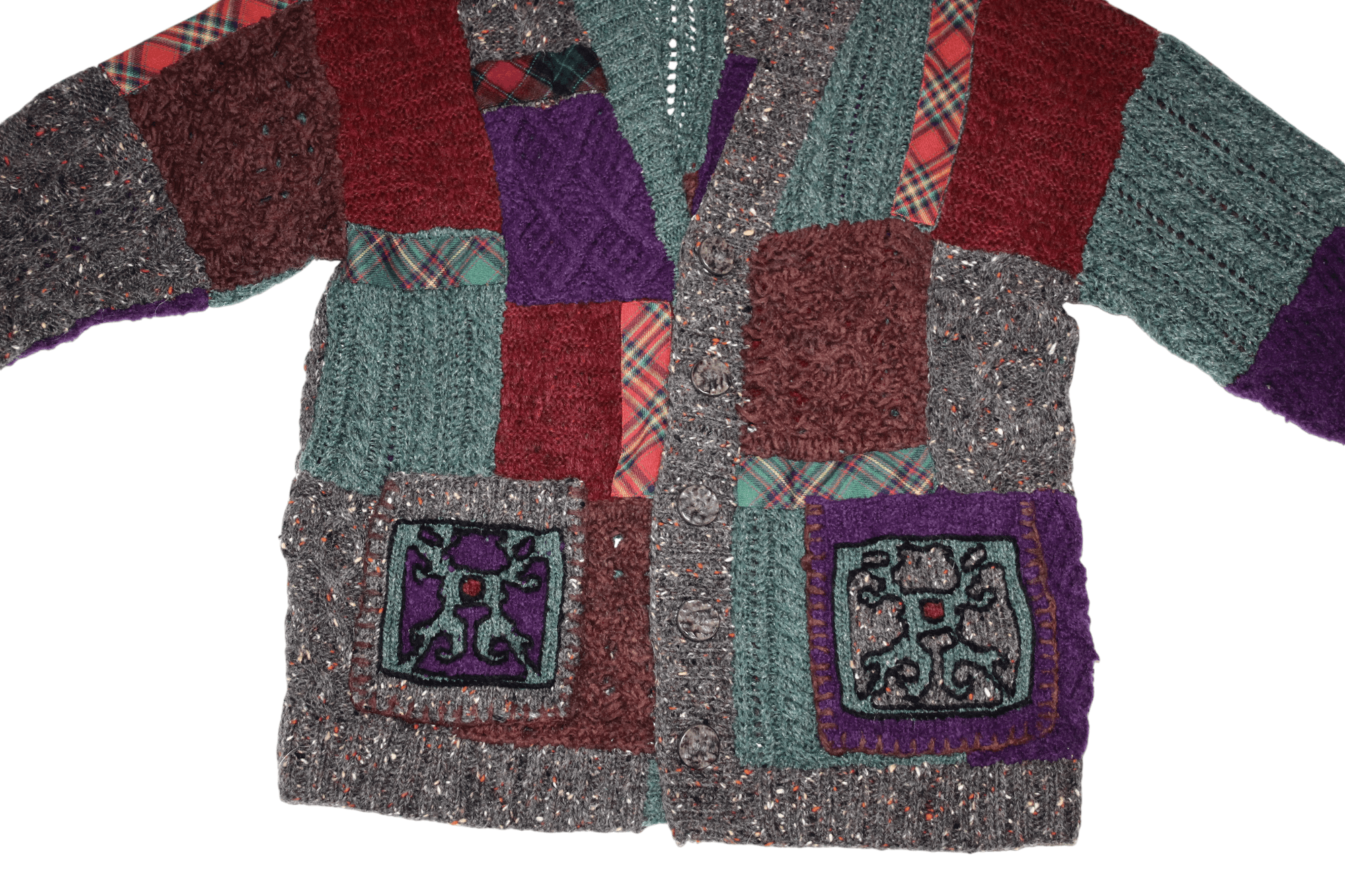Yoshiyuki Konishi FICCE Yoshiyuki Konishi Boro Patchwork Crochet Knit Cardigan Size US L / EU 52-54 / 3 - 7 Thumbnail