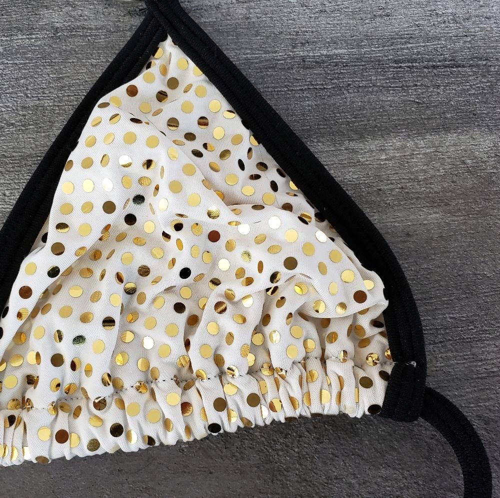 Designer White Gold Black LMG Bikini Top Size ONE SIZE - 3 Thumbnail