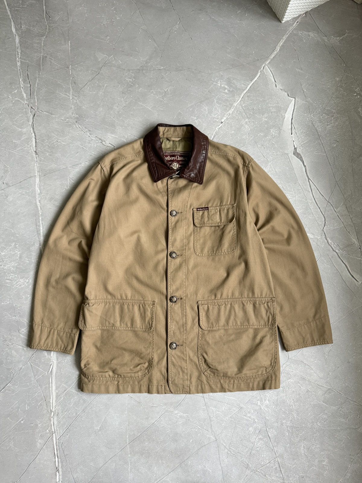 Marlboro Classics Vintage Marlboro Classics Leather Collar Work Coat Size US L / EU 52-54 / 3 - 1 Thumbnail