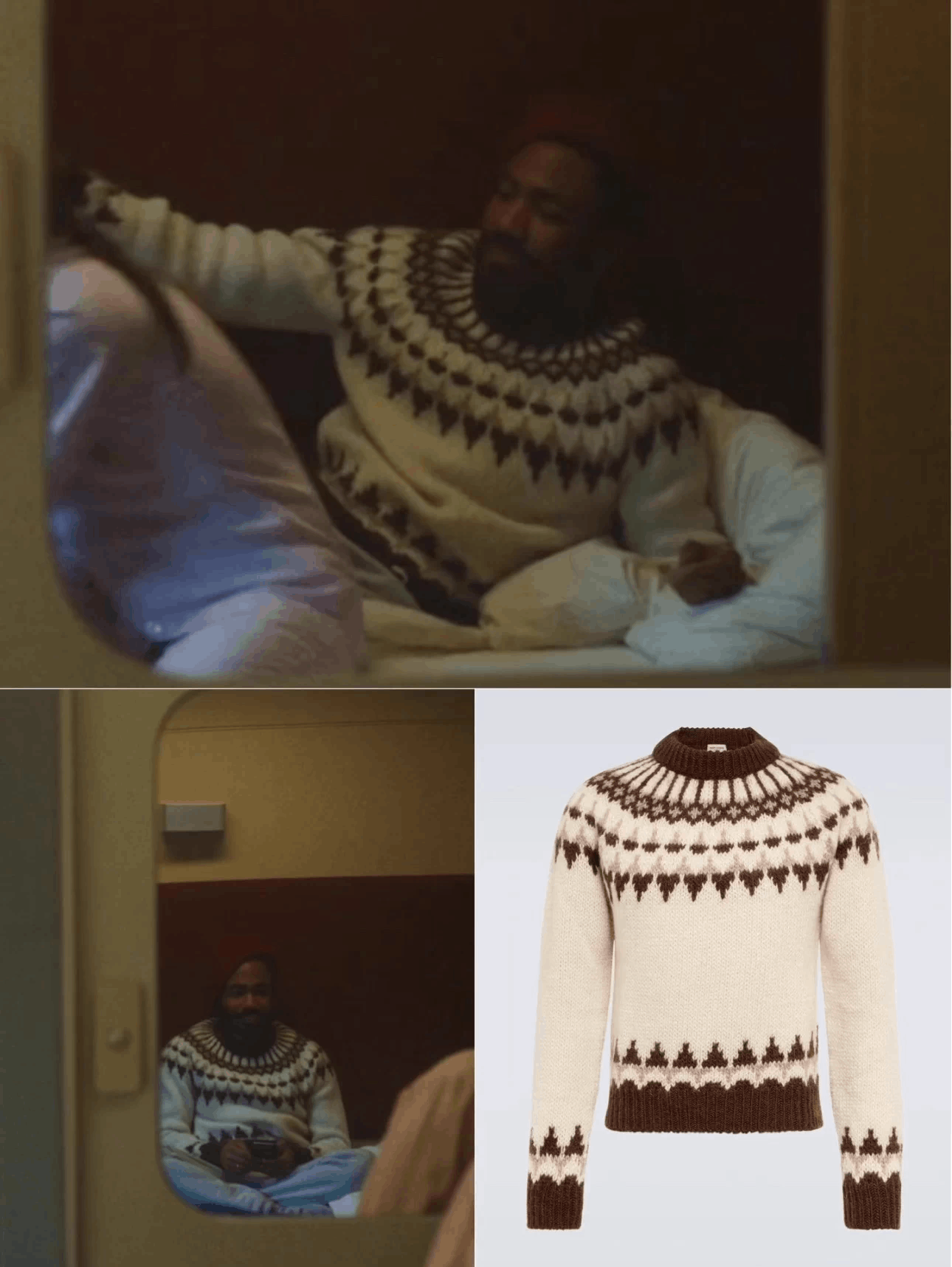 Saint Laurent Paris Saint Laurent 22fw Fair Isle crewneck cream/brown/oatmeal L Size US L / EU 52-54 / 3 - 8 Thumbnail