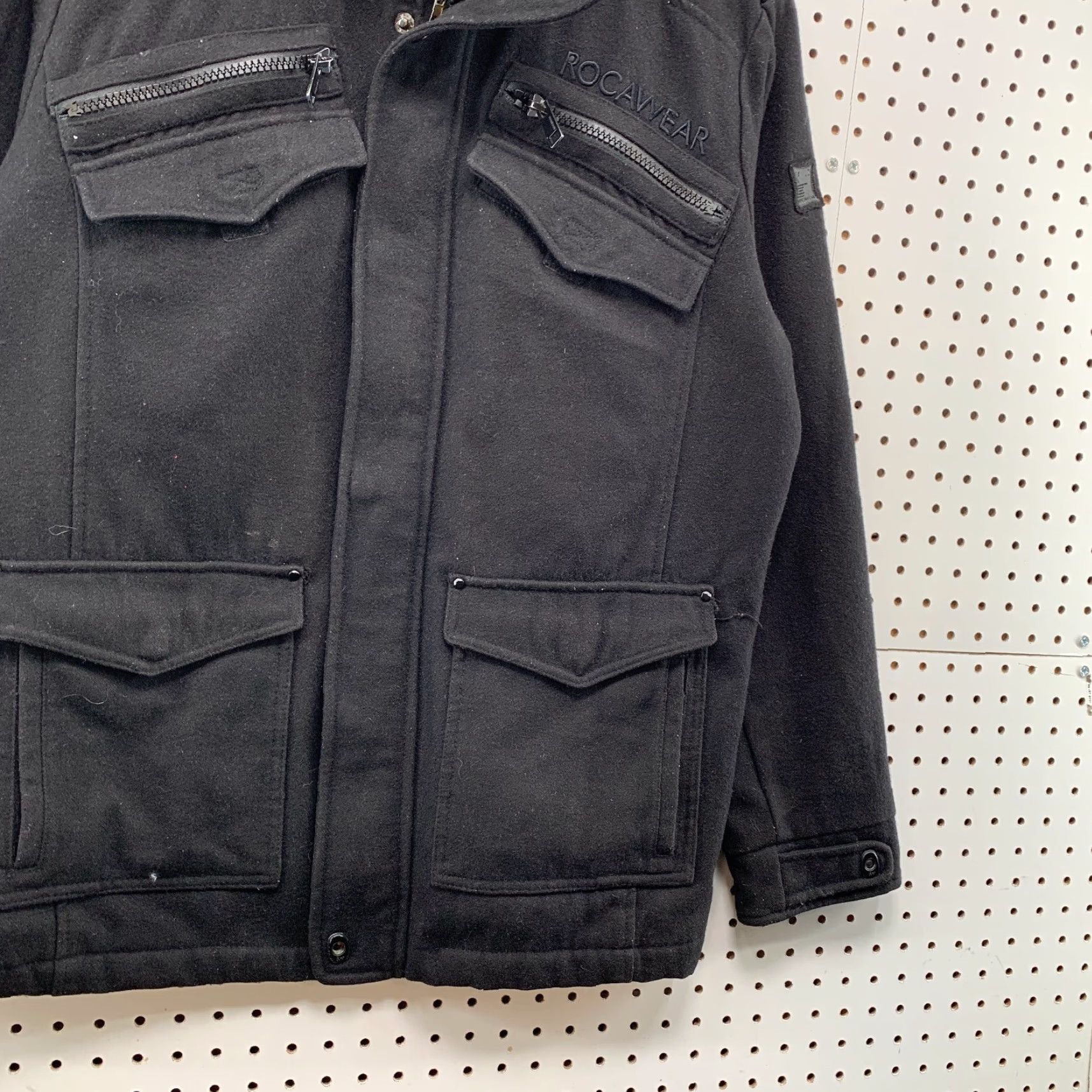 Rocawear VINTAGE Rocawear Wool Military Bomber Jacket Men XL Black Hip Hop 24x33 Size US XL / EU 56 / 4 - 5 Thumbnail