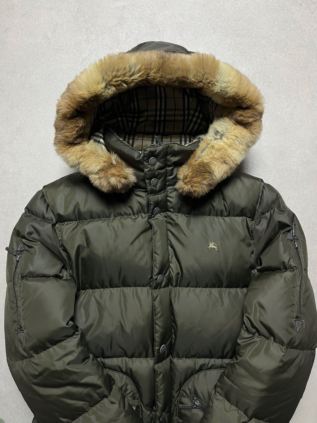 Burberry Vintage Burberry Black Label Japan Fur Puffer Green Jacket Size US M / EU 48-50 / 2 - 2 Thumbnail