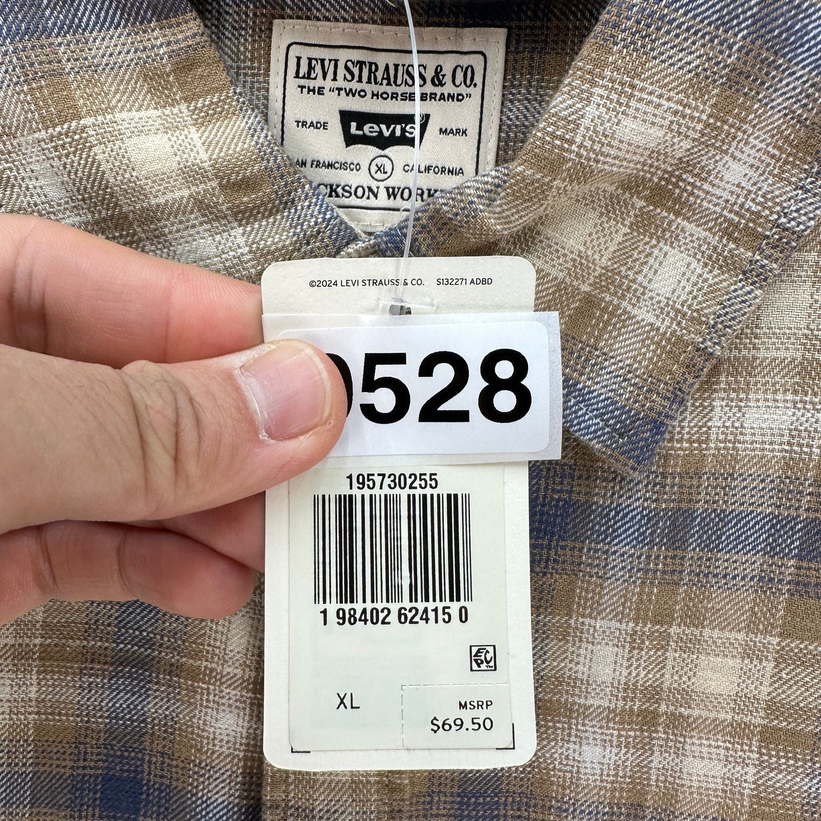 Levi's LEVI'S MEN'S XL JACKSON WORKER OVERSHIRT PLAID Size US XL / EU 56 / 4 - 4 Thumbnail
