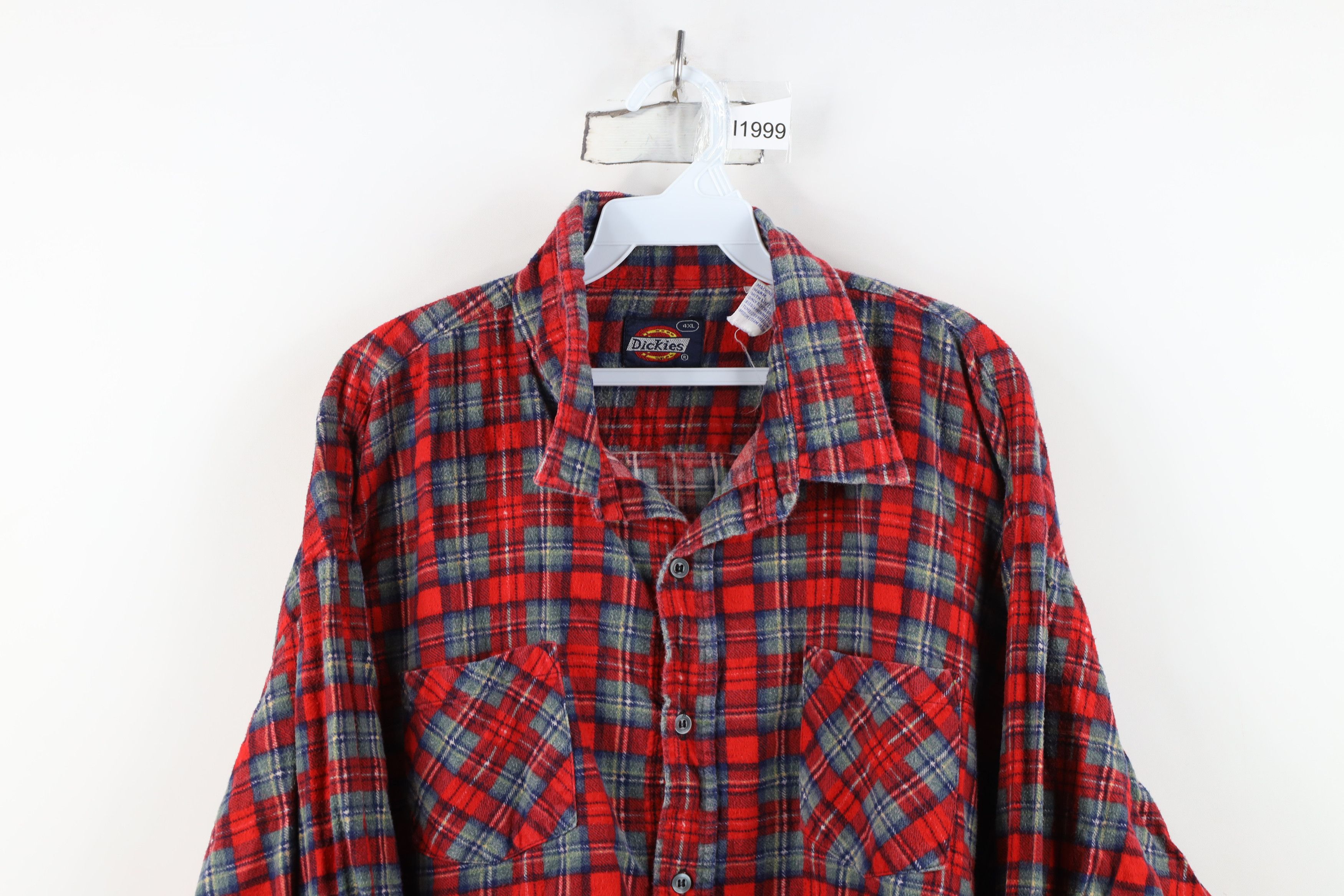 Dickies Vintage 70s Dickies Pocket Flannel Button Shirt Red Plaid Size US XXL / EU 58 / 5 - 2 Thumbnail