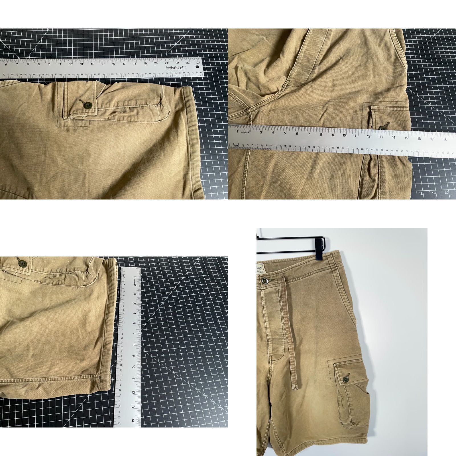 Abercrombie & Fitch VINTAGE Abercrombie & Fitch Cargo Shorts Men L Beige 36 x 10 Button Fly Fatigues Size US 33 - 8 Thumbnail