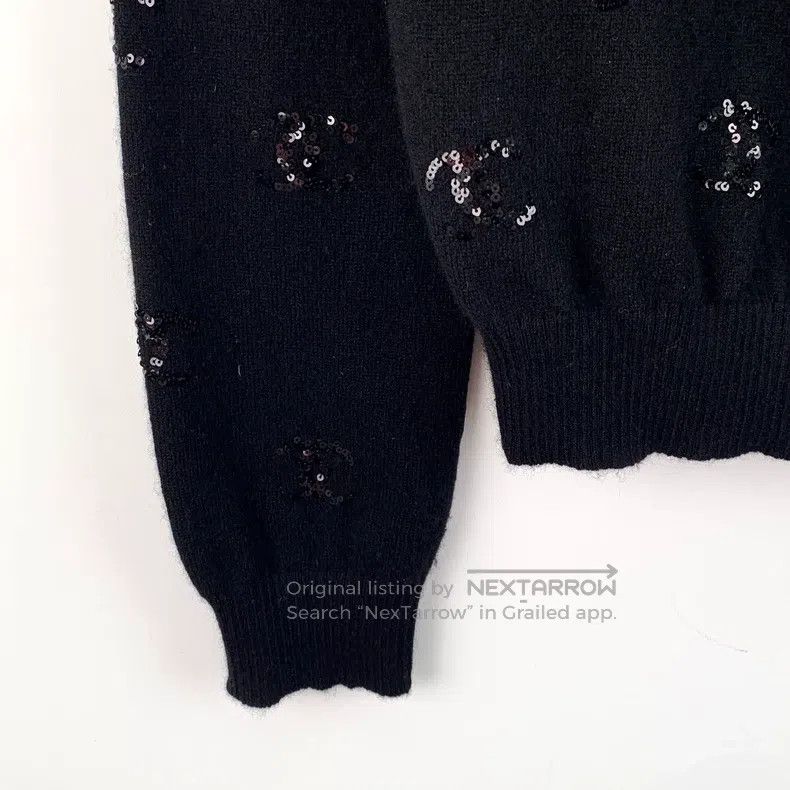 Chanel Chanel Black floral print cashmere single-breasted long-sl Size XXS / US 00 / IT 34 - 5 Thumbnail