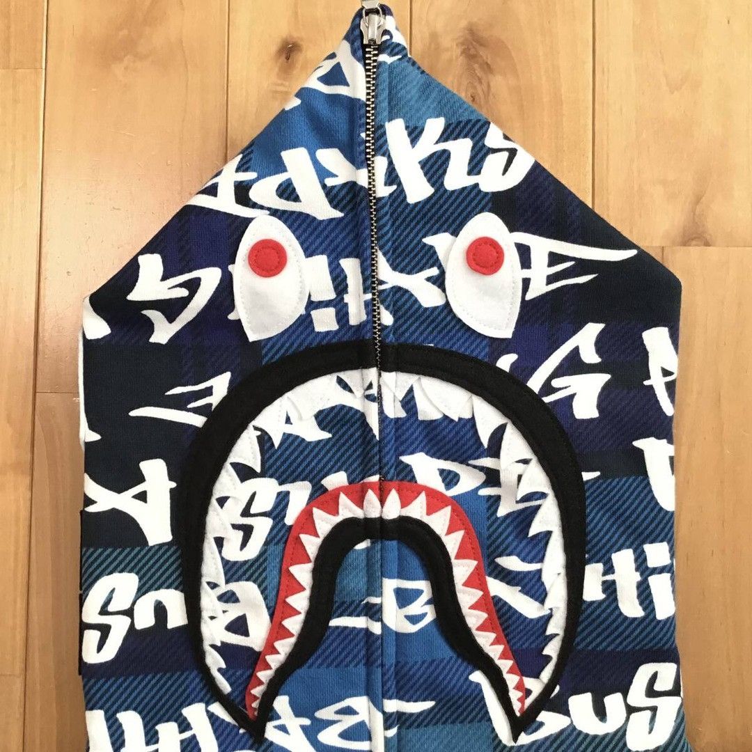 Bape BAPE GRAFFITI CHECK Shark Full Zip Hoodie a bathing ape Size US L / EU 52-54 / 3 - 4 Thumbnail