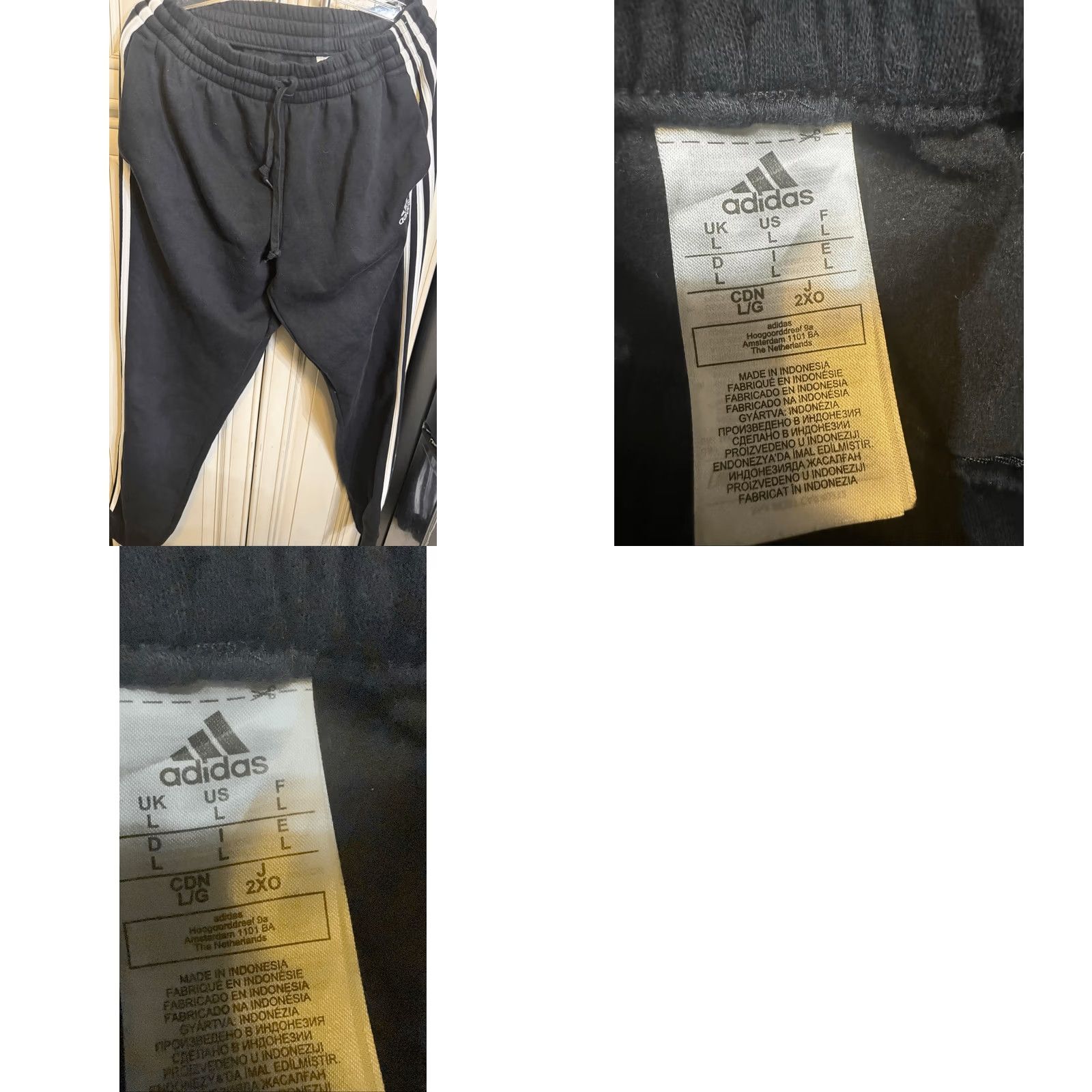 Adidas Adidas Mens Essential 3-Stripes Drawstring Track Pants Black White Size Large Size US 33 - 8 Thumbnail
