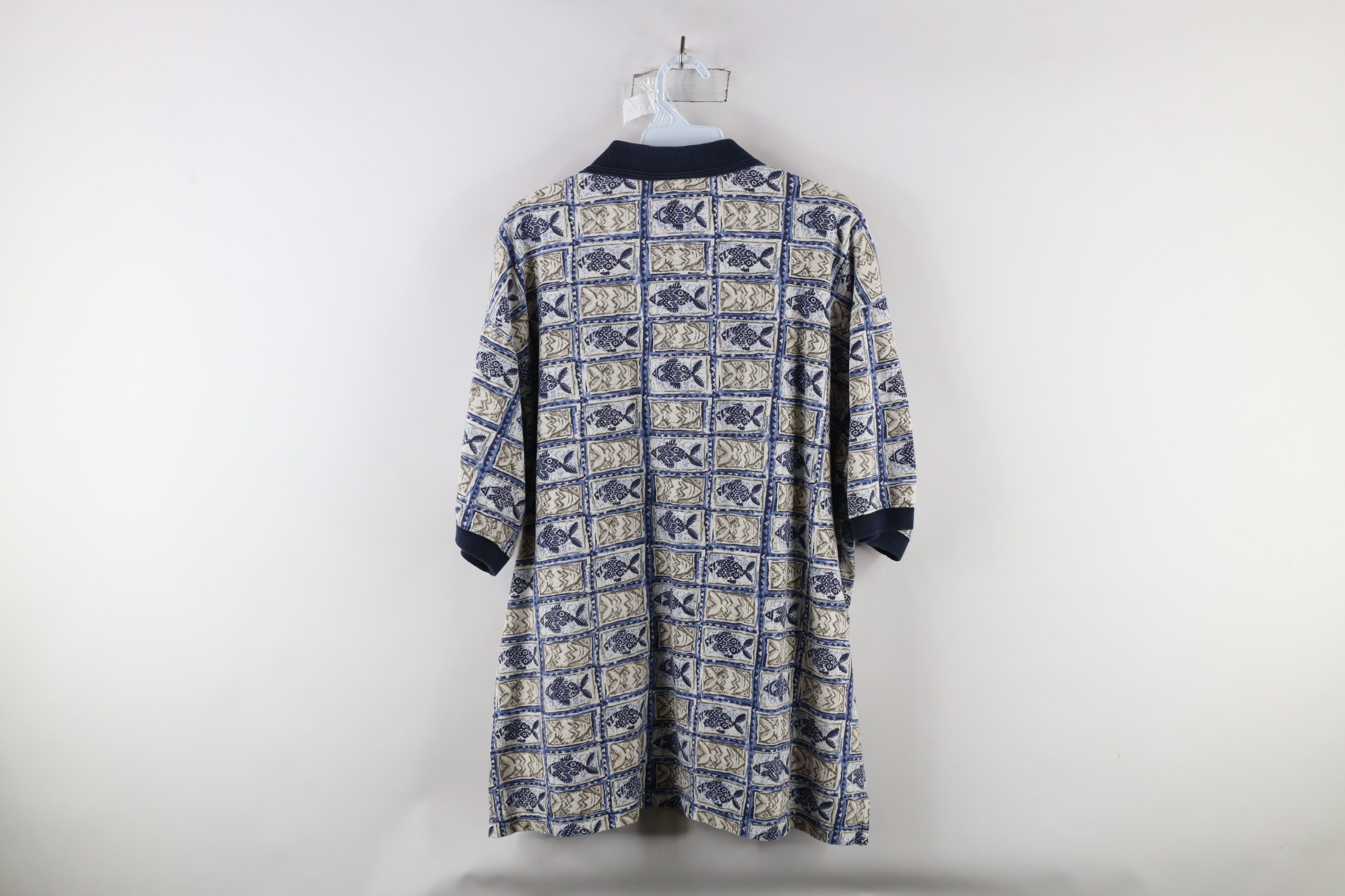 Vintage Vintage 90s Streetwear Fit Fish All Over Print Polo Shirt Size US L / EU 52-54 / 3 - 6 Thumbnail