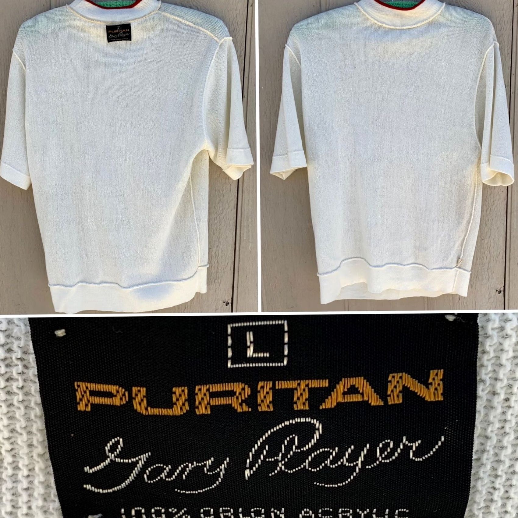Vintage VINTAGE Puritan Gary Player golf short sleeve sweater mock neck mod Size L Shirt Adults Ivory 1960s GoGo Mens Size US L / EU 52-54 / 3 - 7 Thumbnail