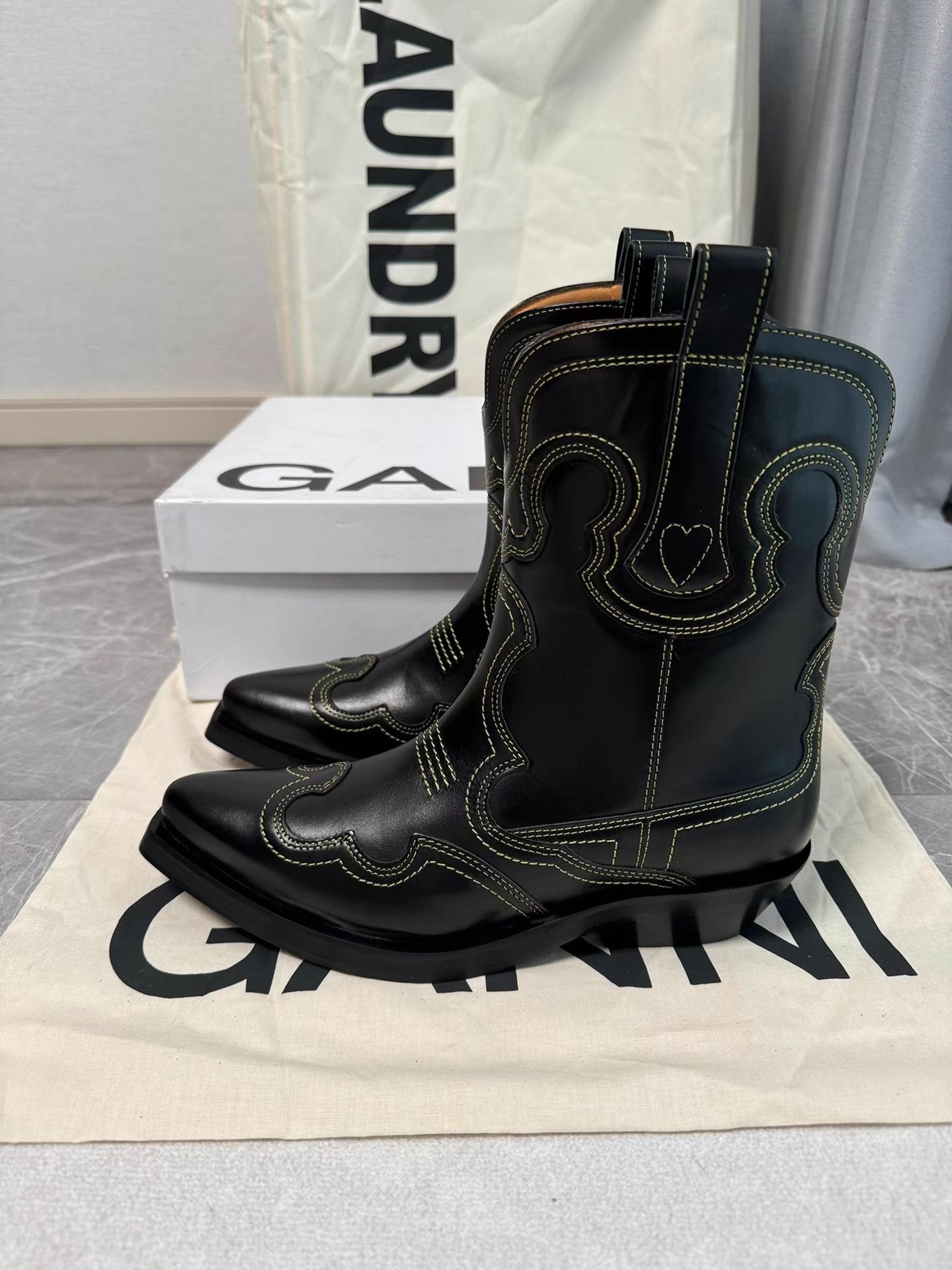 Ganni GANNI Black Western Boots K6 Size US 7 / IT 37 - 1 Thumbnail