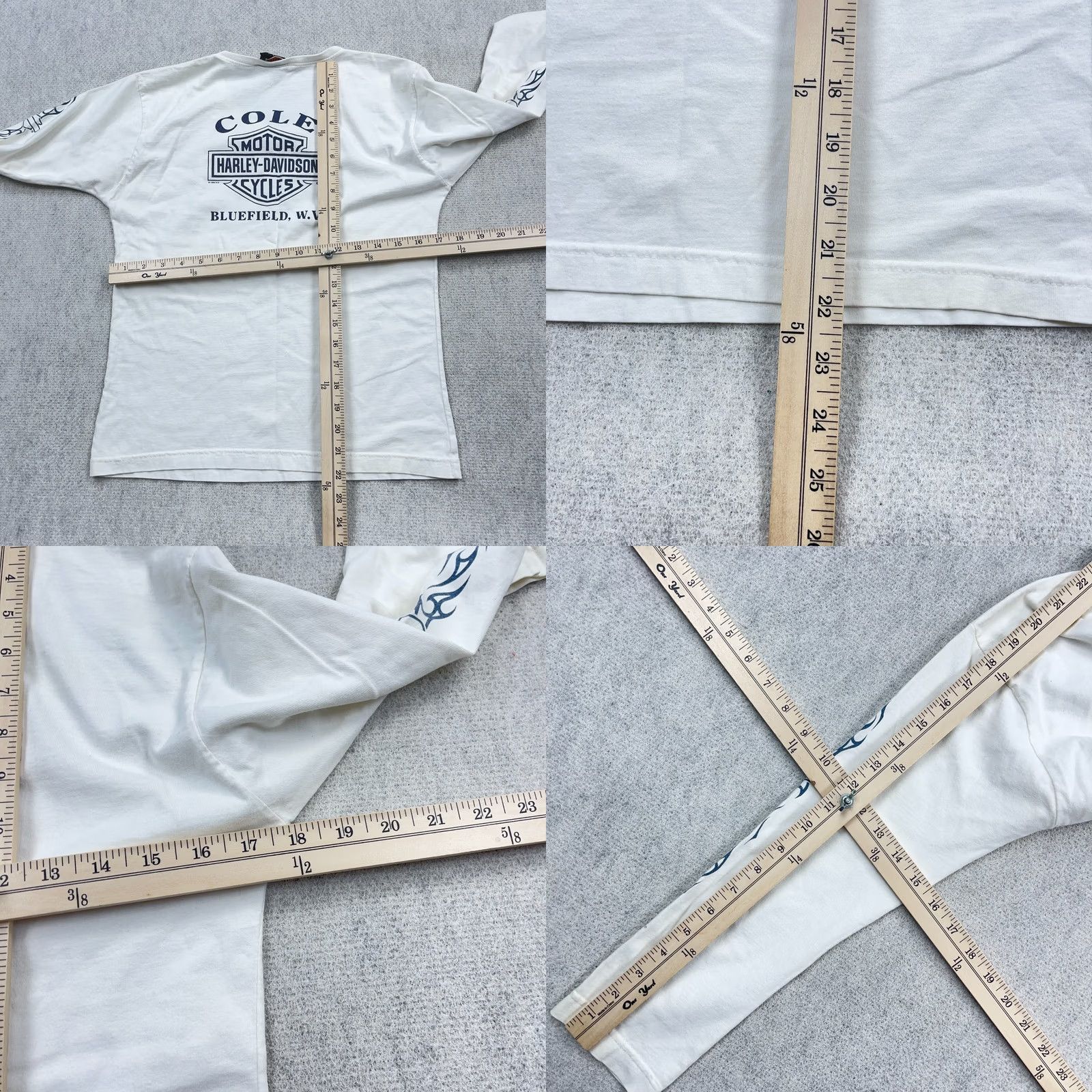Harley Davidson VINTAGE Harley-Davidson Shirt Women M White Long Sleeve Tee Tattoo 90s Logo Graphic Print Size M / US 6-8 / IT 42-44 - 9 Thumbnail