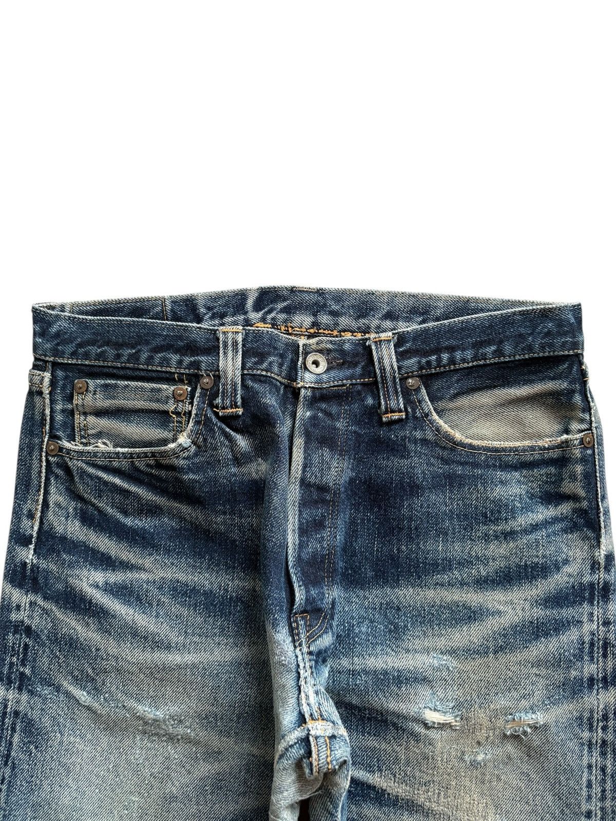 Japanese Brand × The Flat Head Vintage Flat Head Selvedge Mud Wash Distress Rip Baggy Jean Size US 32 / EU 48 - 4 Thumbnail