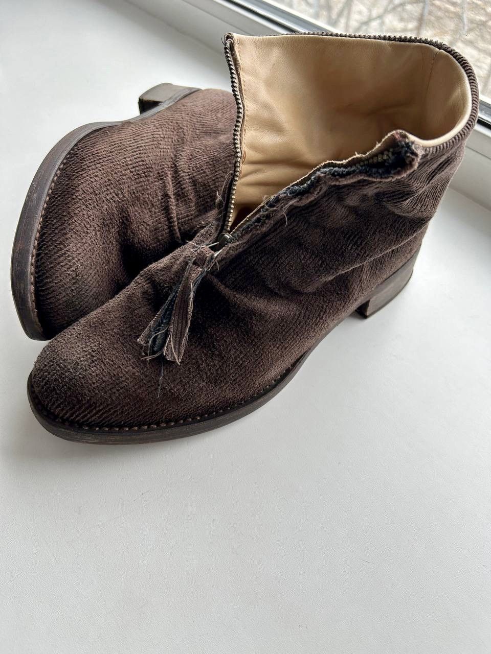 Cherevichkiotvichki Cherevichkiotvichki Layered Corduroy Leather Ankle Zip Boots Size US 9 / EU 42 - 11 Thumbnail