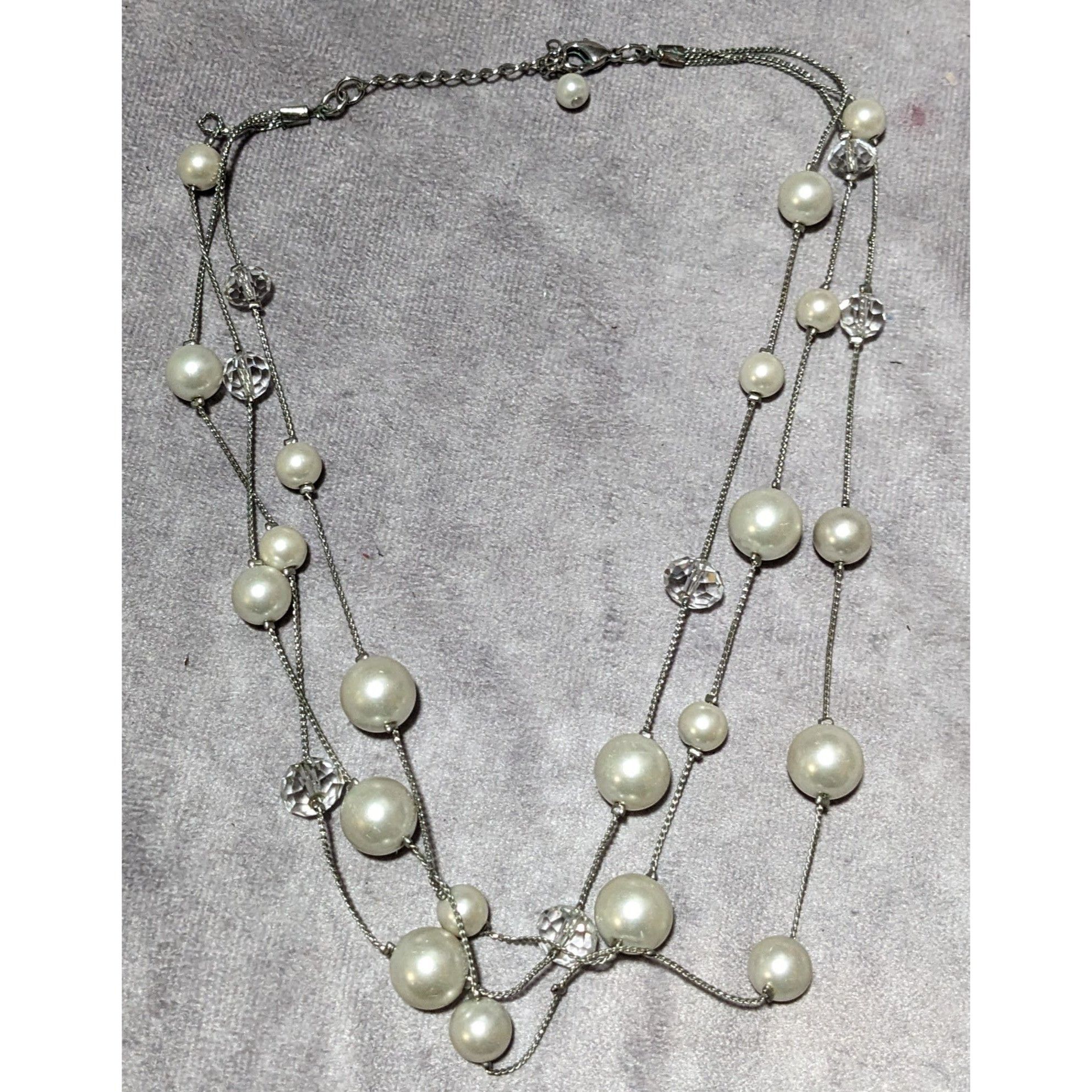 Other Silver Faux Pearl Multilayer Beaded Floating Necklace Size ONE SIZE - 7 Thumbnail