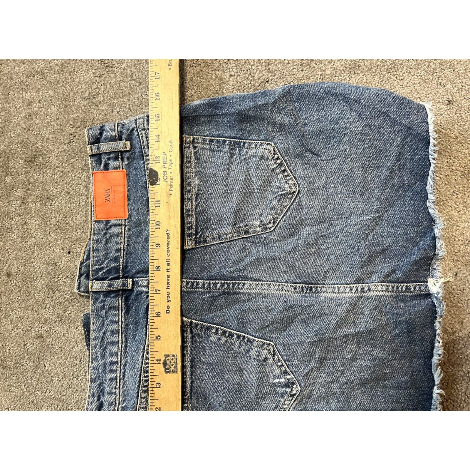 Zara Zara Skirt Womens XS Blue Denim Mini Distressed Raw Hem 100% Cotton Size 26" / US 2 / IT 38 - 4 Thumbnail