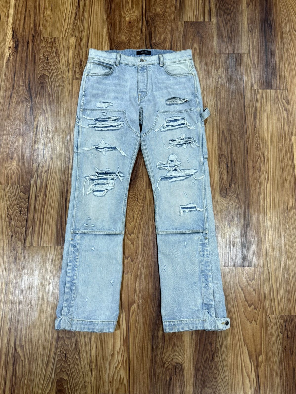 Amiri AMIRI Carpenter Jeans Light Blue Distressed Repair Baggy Size US 32 / EU 48 - 1 Thumbnail