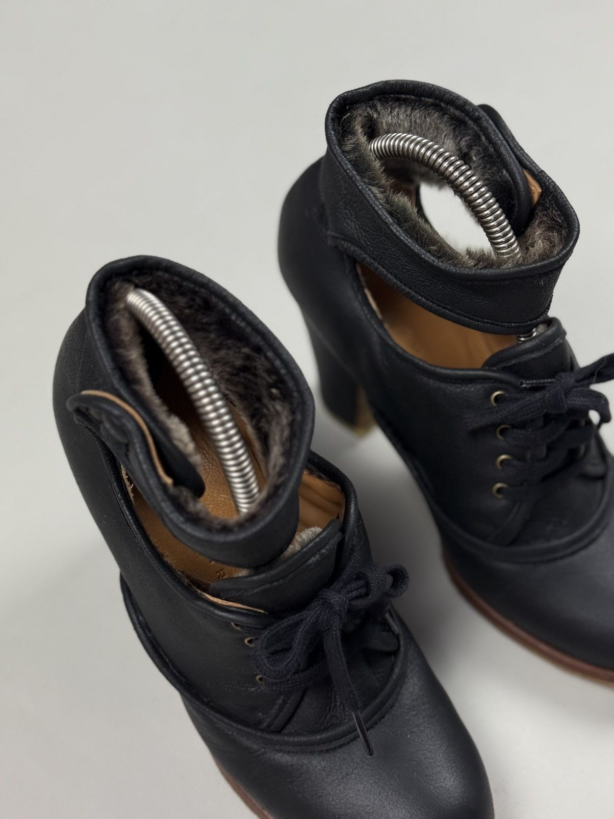 Other Chie Mihara Ladies Leather Heels Boots Fur Lined Size 38.5 Size US 8.5 / IT 38.5 - 3 Thumbnail