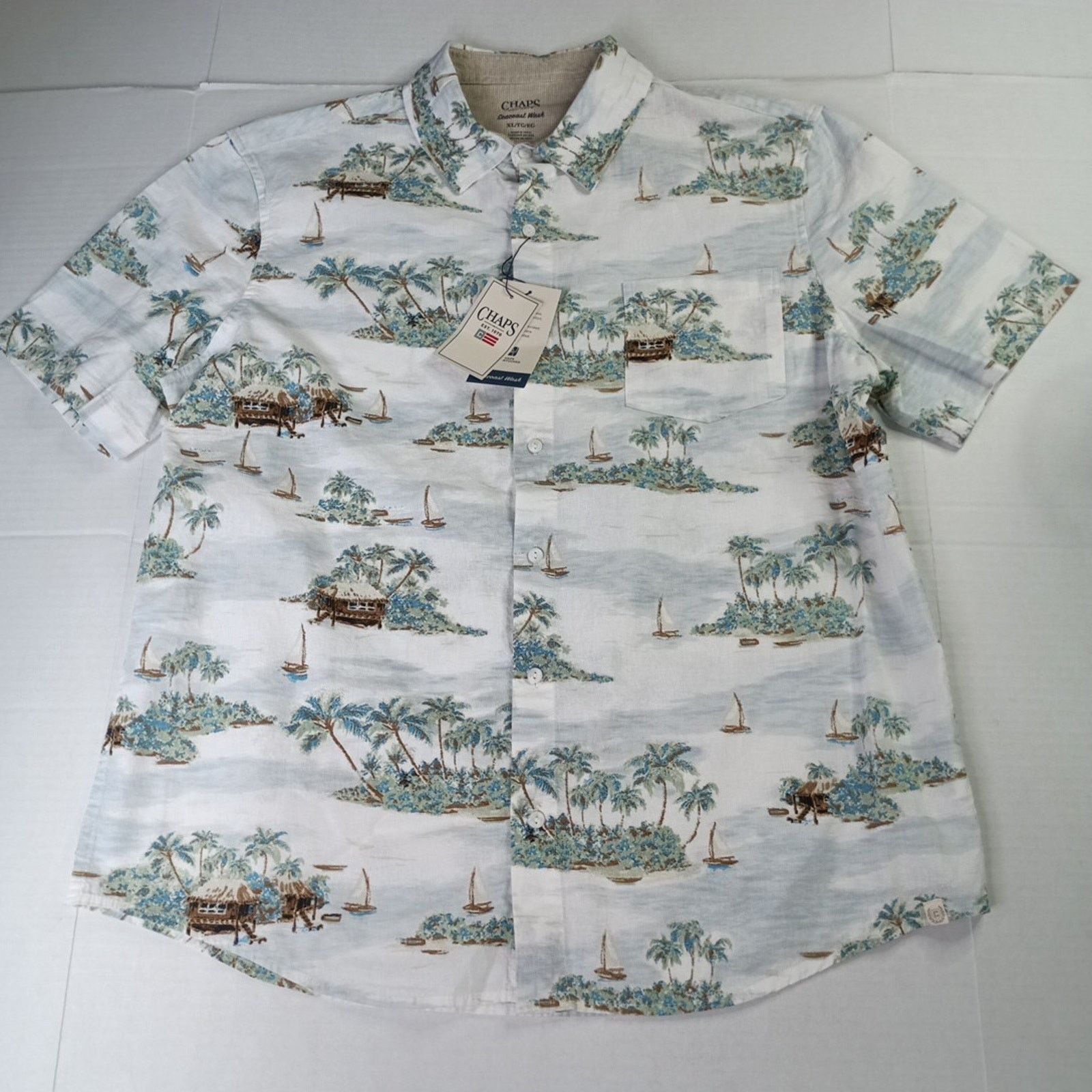 Chaps Chaps Seacoast Wash Linen Woven Shirt Men's XL Floral Print Size US XL / EU 56 / 4 - 1 Thumbnail
