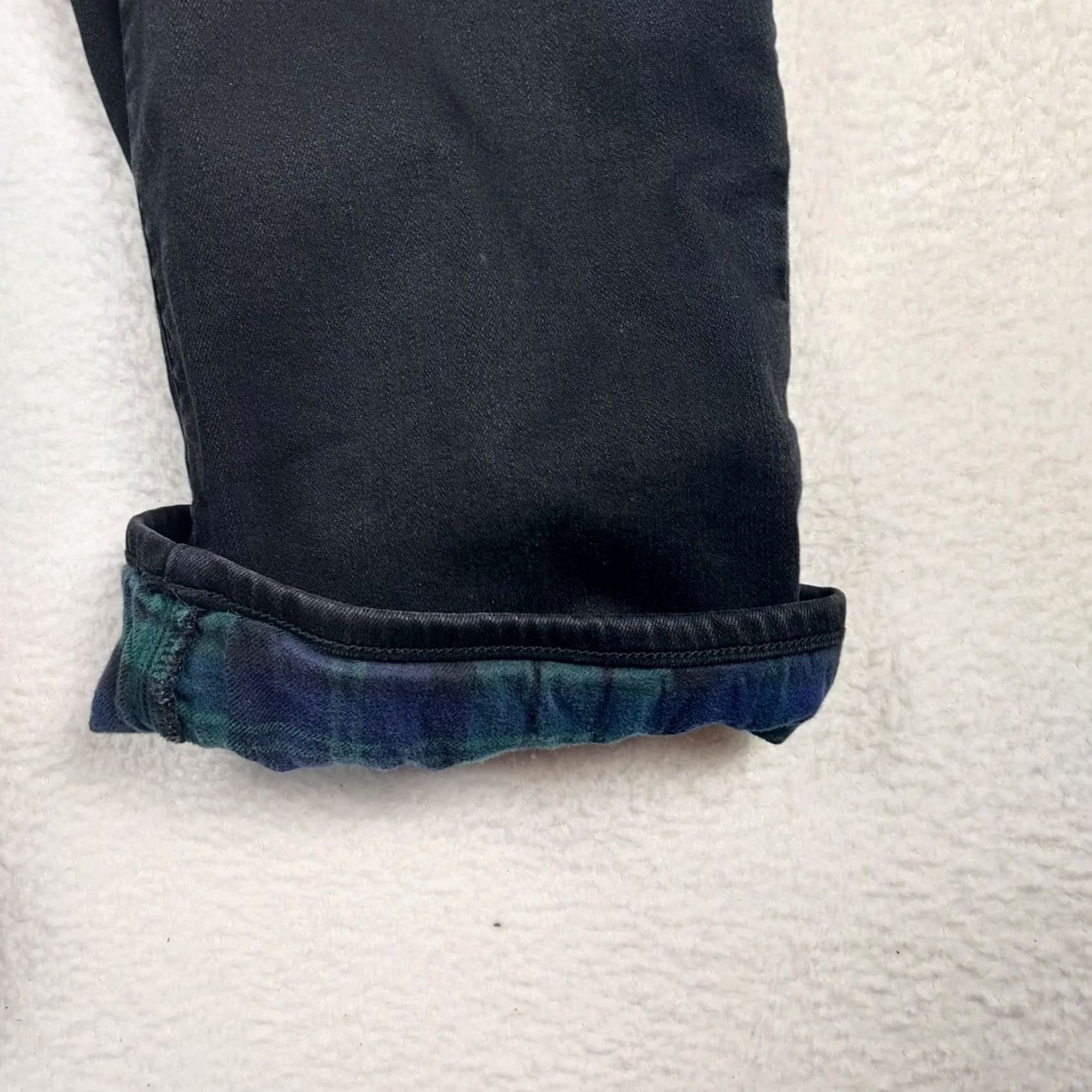 Lands' End Lands' End Womens Jeans 22W Lined Regular Straight Dark Wash Flannel Denim 5-Pocket High Rise Zip S Size 40" / US 18 - 4 Thumbnail