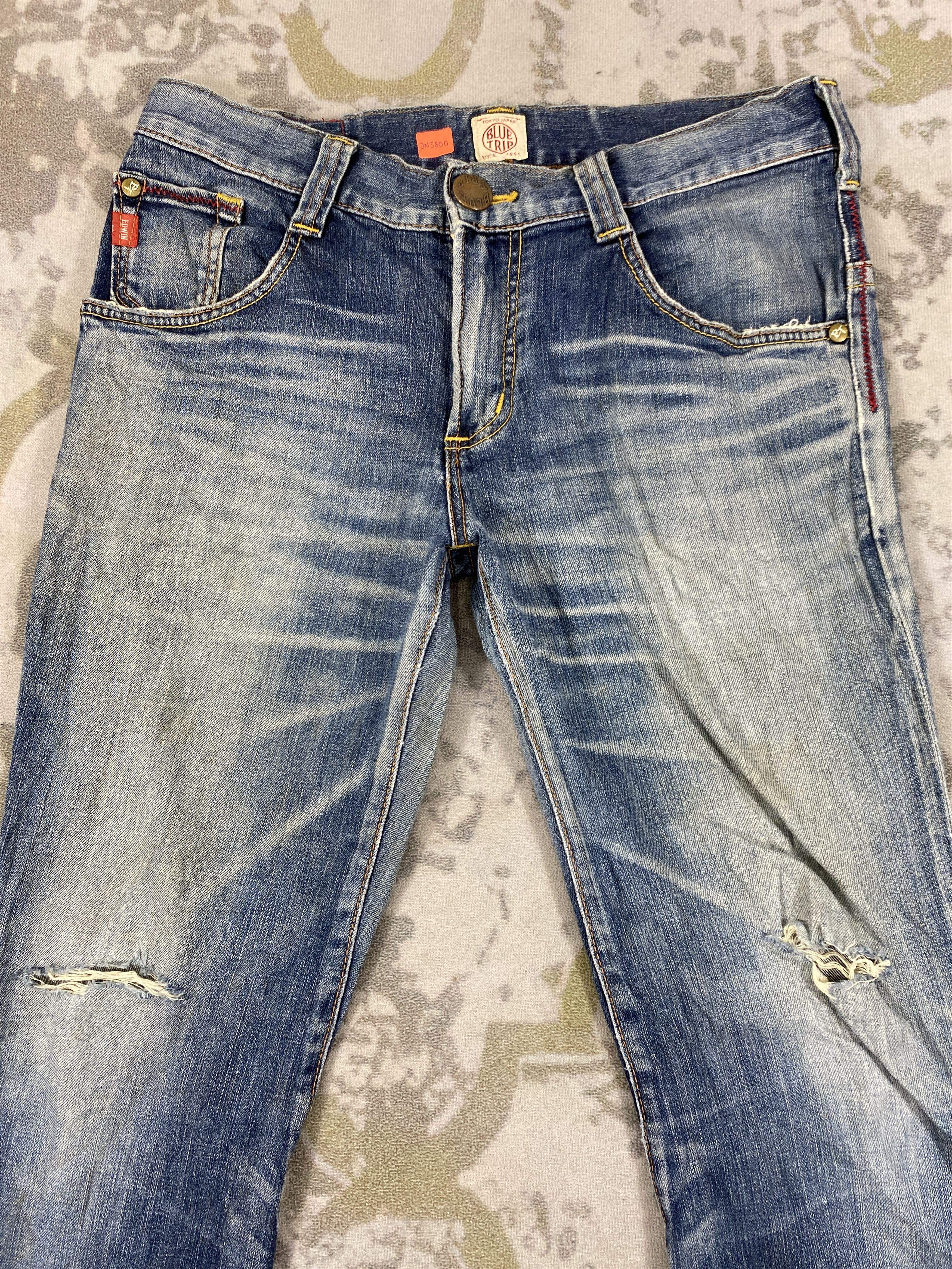 Kapital Edwin Jeans Japan 503 Blue Trip Distressed Mud Washed-JN3800 Size US 35 - 3 Thumbnail