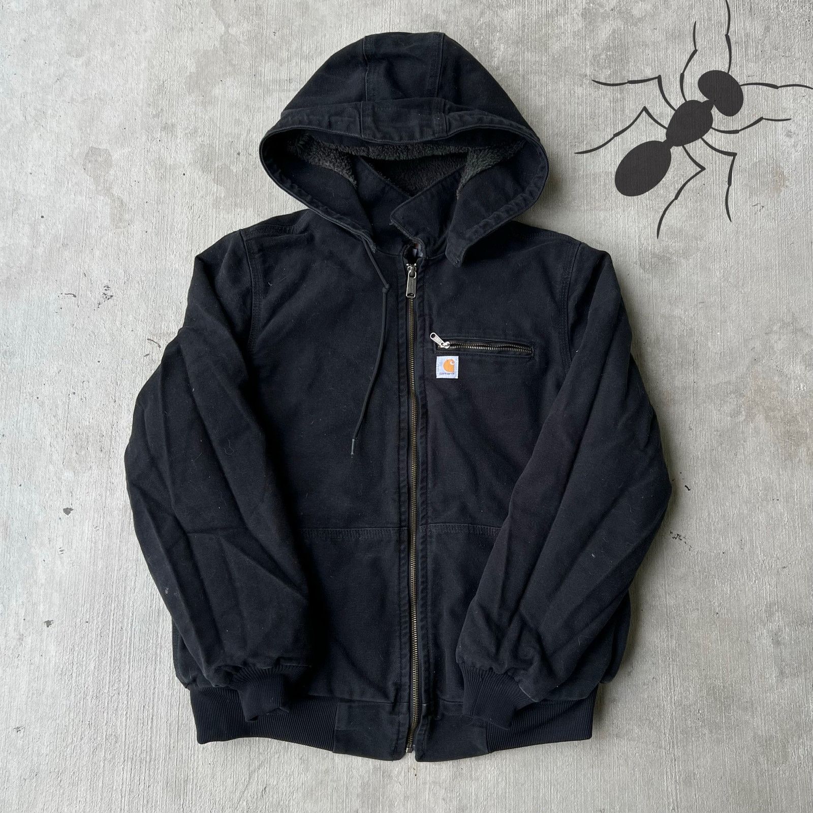 Carhartt × Vintage Carhartt WOMENS black hooded work wear jacket Size US L / EU 52-54 / 3 - 1 Thumbnail