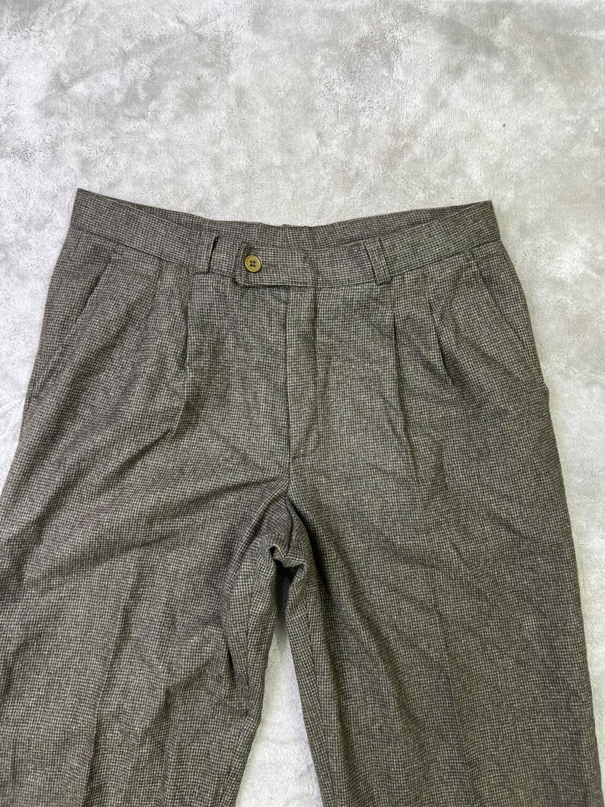 Other Vintage Italian Wool BlendPleated Trousers Brown Micro Check Size US 34 / EU 50 - 2 Thumbnail