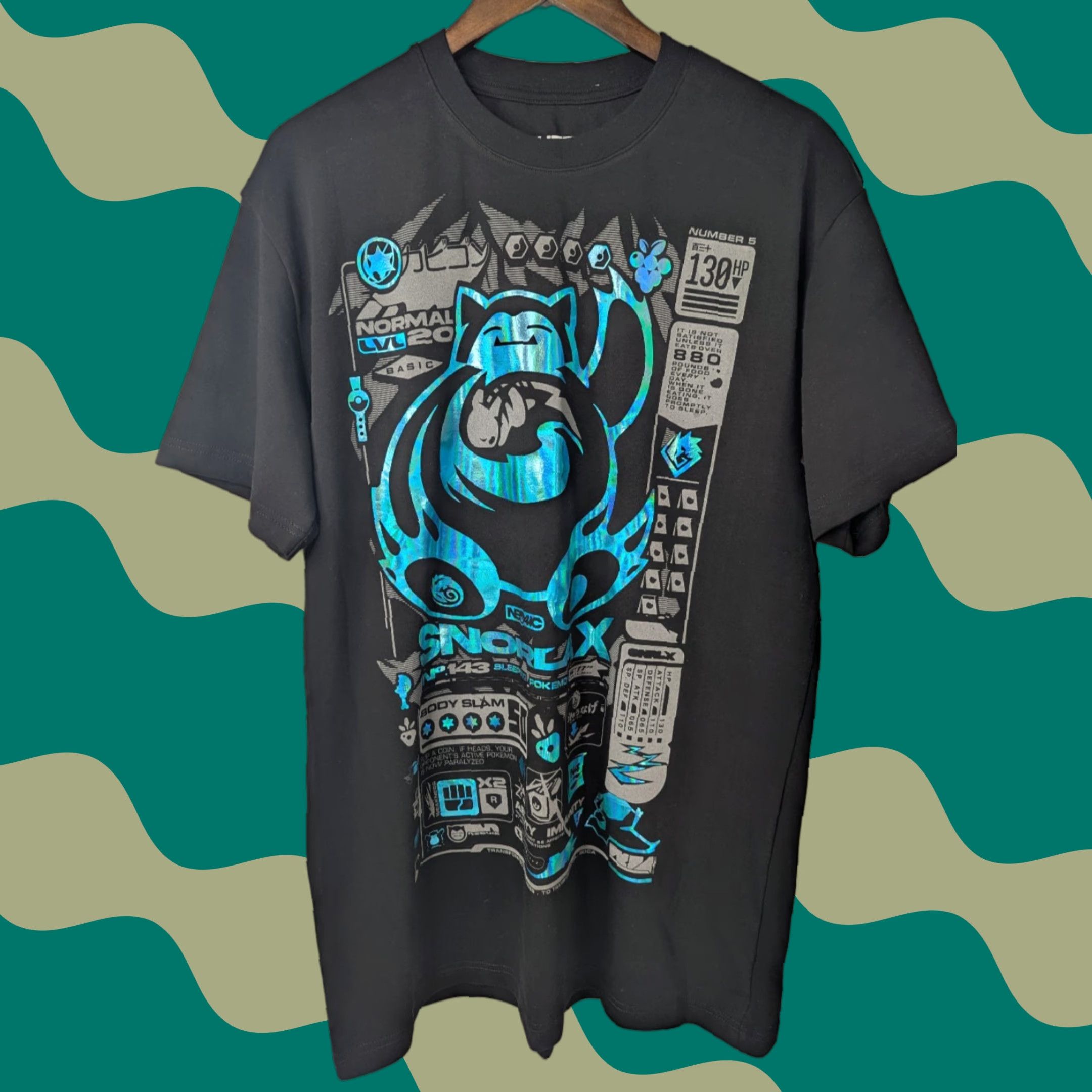 Vintage VINTAGE Neo4ic Pokemon Snorlax Black Blue Holographic T-Shirt XL SNOR-LX Holo Size US XL / EU 56 / 4 - 1 Thumbnail